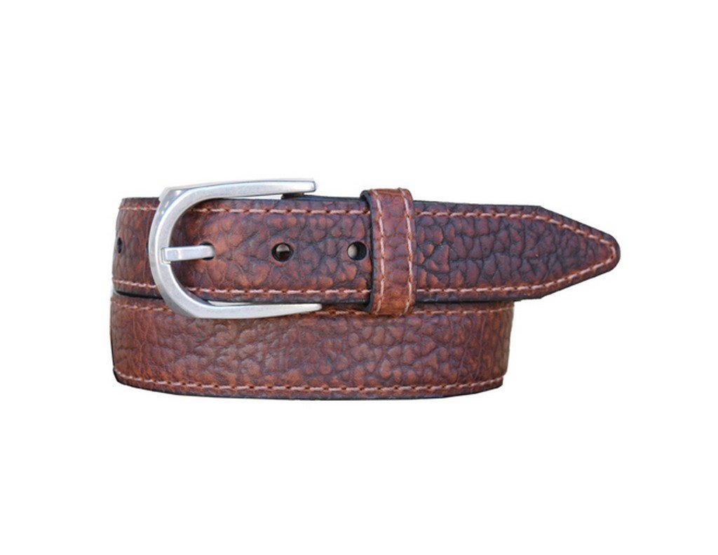 Vintage Bison Leather Men's Belt - Genuine American Made Western Style Belt for Jeans & Casual Wear | Durable Fashion Accessory for Cowboy, Rancher & Outdoor Enthusiasts