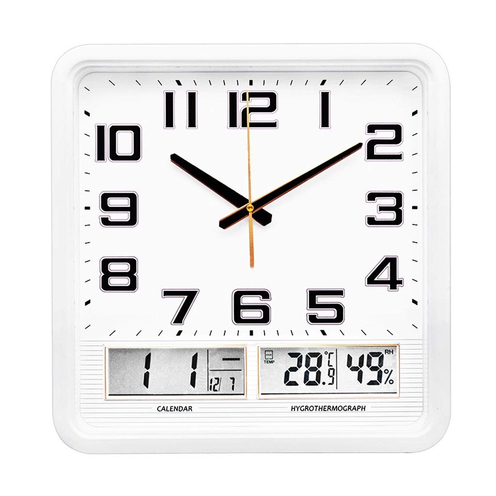 TOMYEUS Modern Square LED Digital Wall Clock with Temperature Display, Night Light & Silent Mode - White | Perfect for Home, Office, Bedroom & Living Room Decor