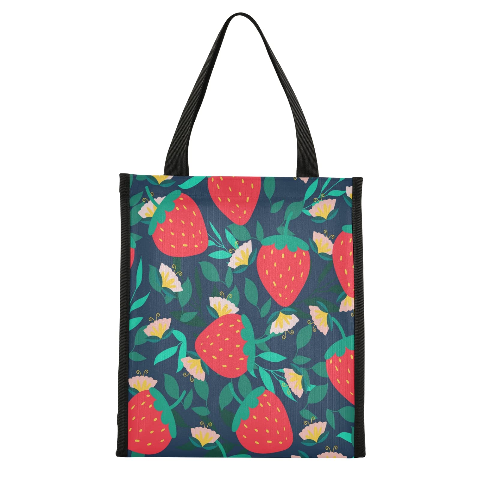 ALAZA Insulated Lunch Bag - Reusable Thermal Food Tote for Men & Women, Cute Strawberry Floral Design, Durable Nylon Lunch Cooler for Office, School, Picnic & Travel - Perfect for Work, Holiday & Outdoor Activities