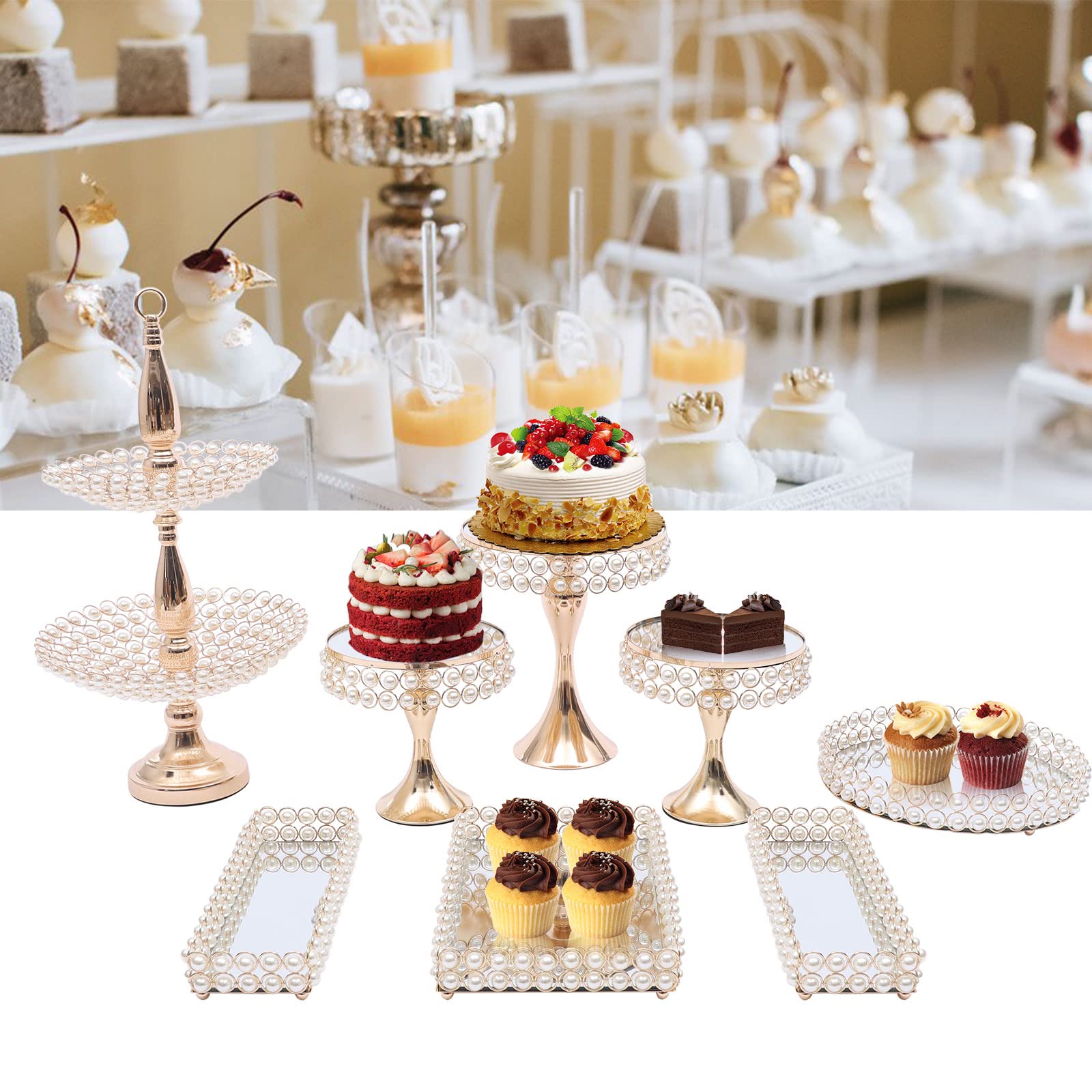 Gdrasuya10 8-Piece Cake Stand Set - Elegant Tiered Dessert Tower for Wedding, Birthday Party, Anniversary & Celebration | Perfect for Cupcakes, Pastries & Sweet Treats Display