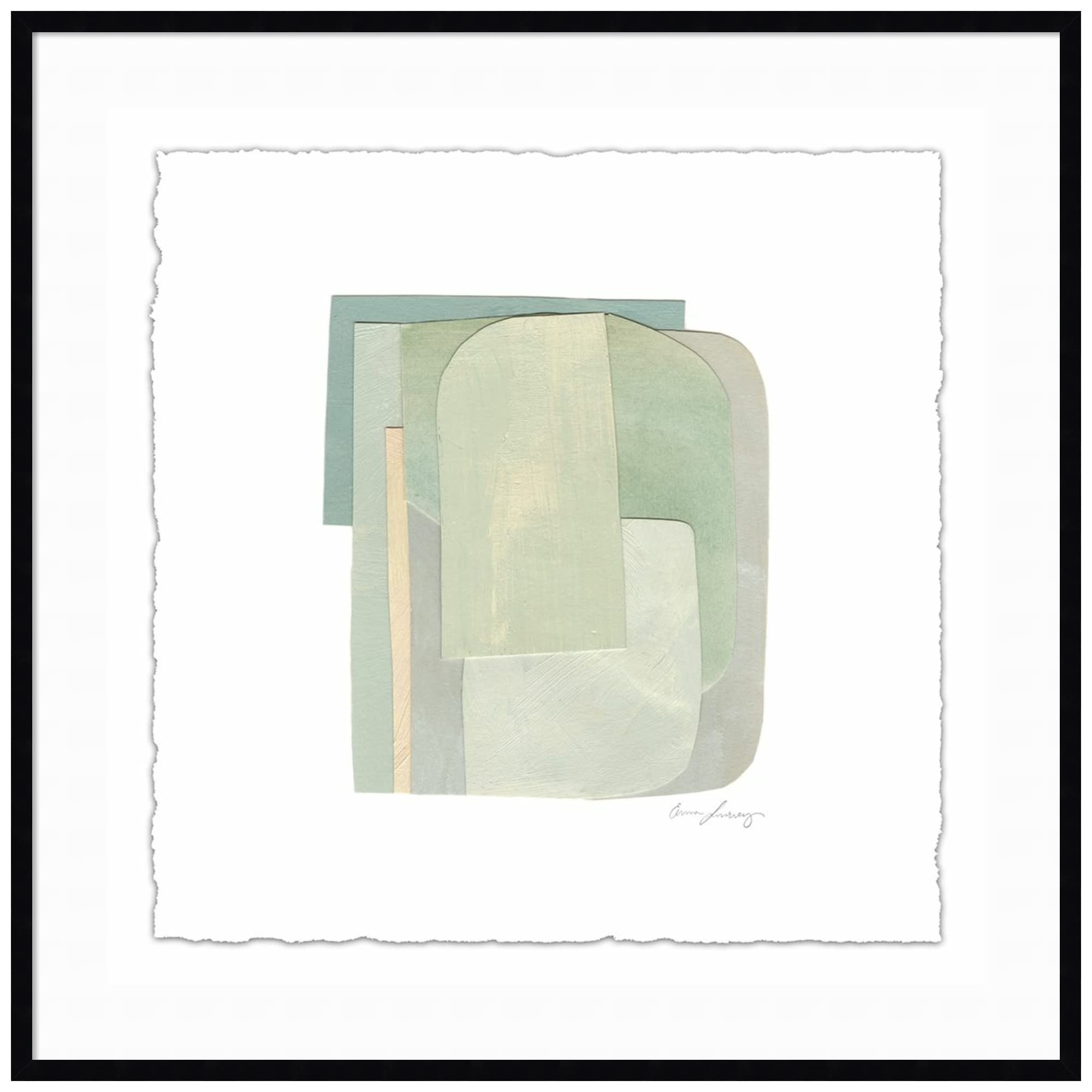 Emma Scarvey Color Structure IV Framed Wall Art Print - 41x41 Inches, Svelte Noir Black Wood Frame - Modern Abstract Canvas Painting for Living Room, Bedroom & Office Decor