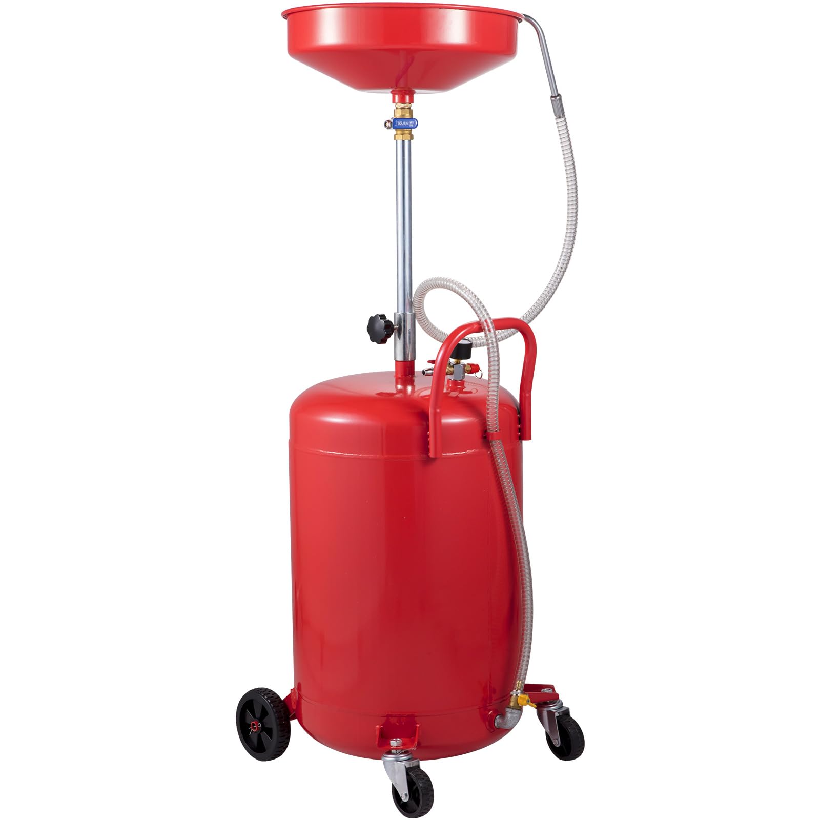 VEVOR 20 Gallon Portable Waste Oil Drain Tank - Air Operated Oil Change Container with Adjustable Funnel Height & Wheels for Easy Fluid Fuel Transfer | Perfect for Auto Shops, DIY Garage Oil Changes & Industrial Drainage Solutions