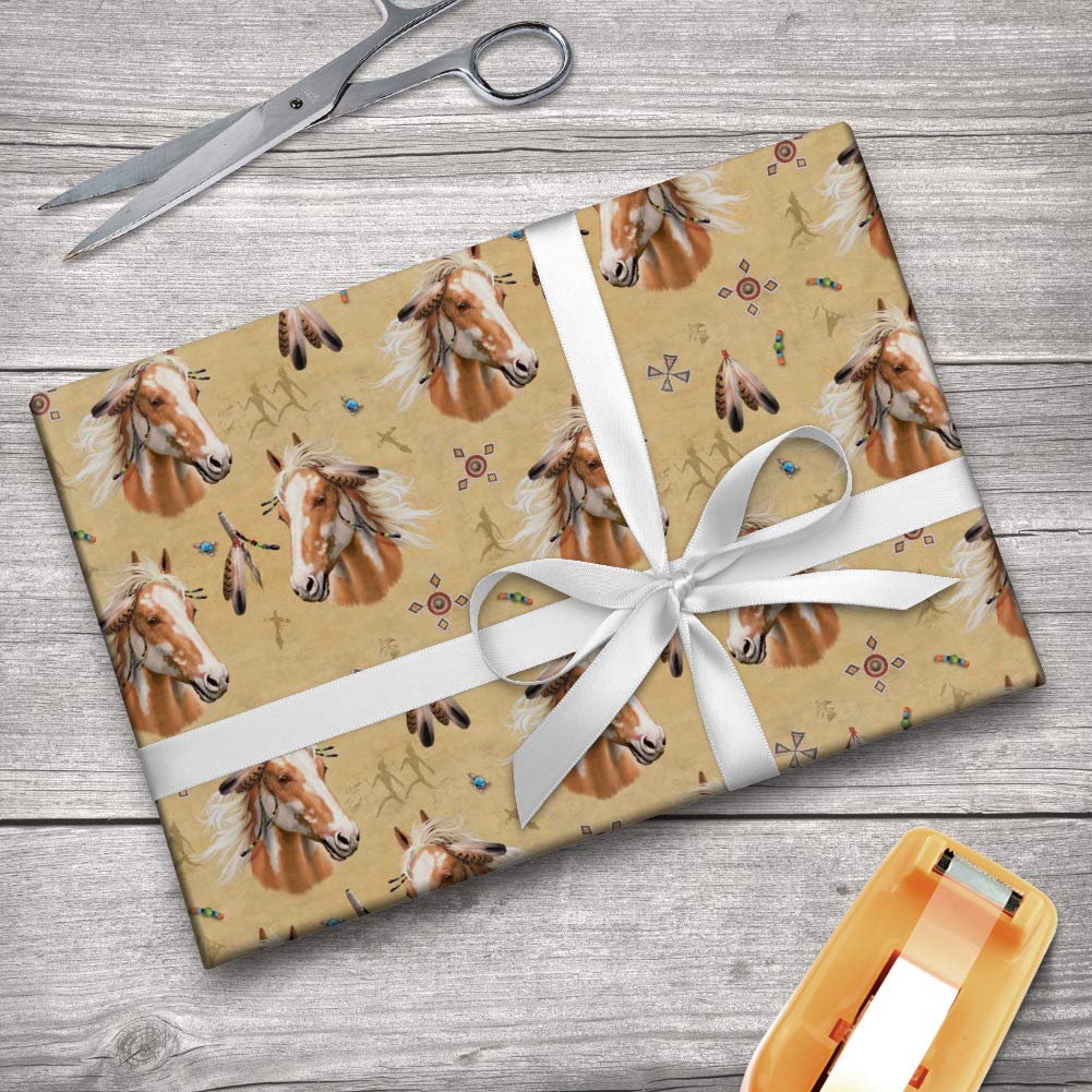 Palomino Horse Selfie Pattern Gift Wrap Paper Roll - Premium Wrapping Paper for Birthdays, Parties & Special Occasions - Perfect for DIY Crafts, Scrapbooking & Holiday Gifts
