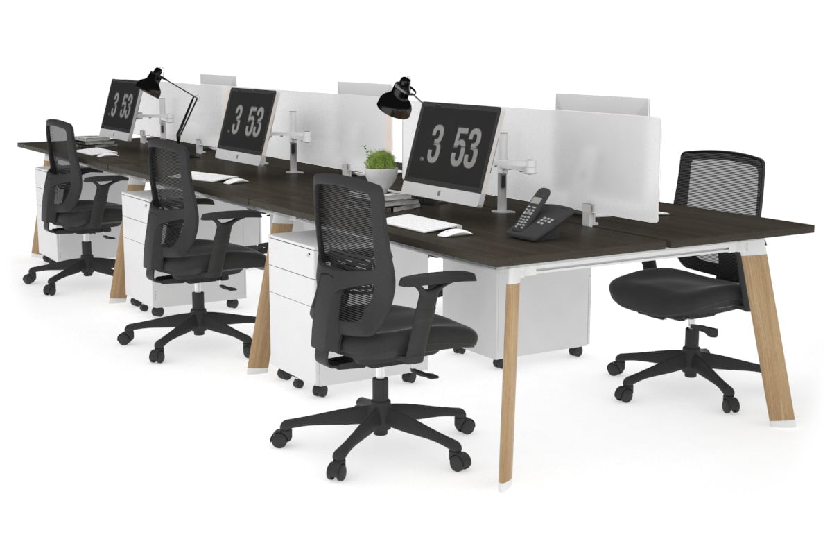 6-Person Wooden Workstation with Switch - 1800L x 700W Office Desk for Team Collaboration & Conference Meetings