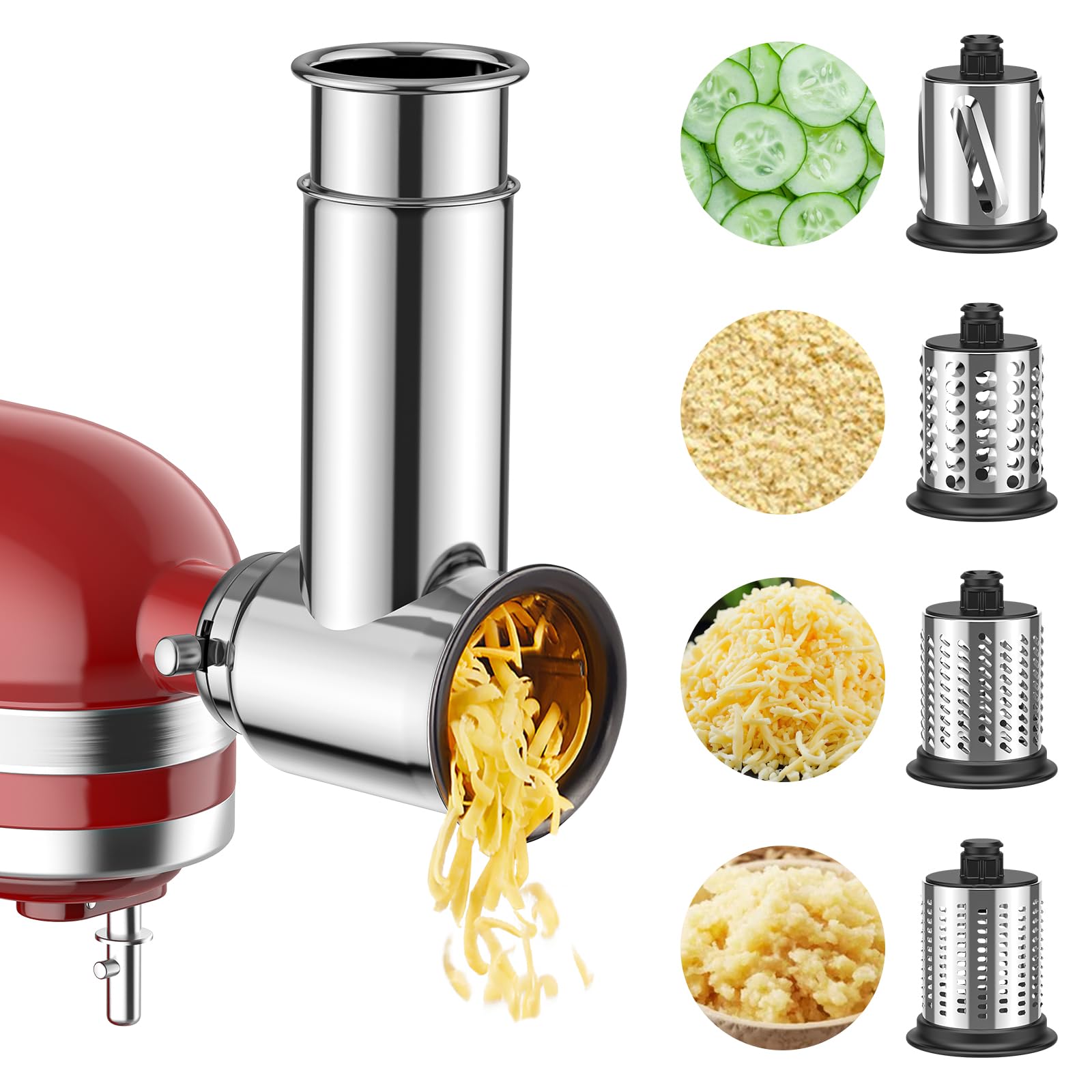 Premium Stainless Steel Slicer & Shredder Attachment for KitchenAid Stand Mixer - Vegetable Cutter, Salad Maker, Cheese Grater & Food Processor - Perfect for Meal Prep, Healthy Salads & Quick Cooking