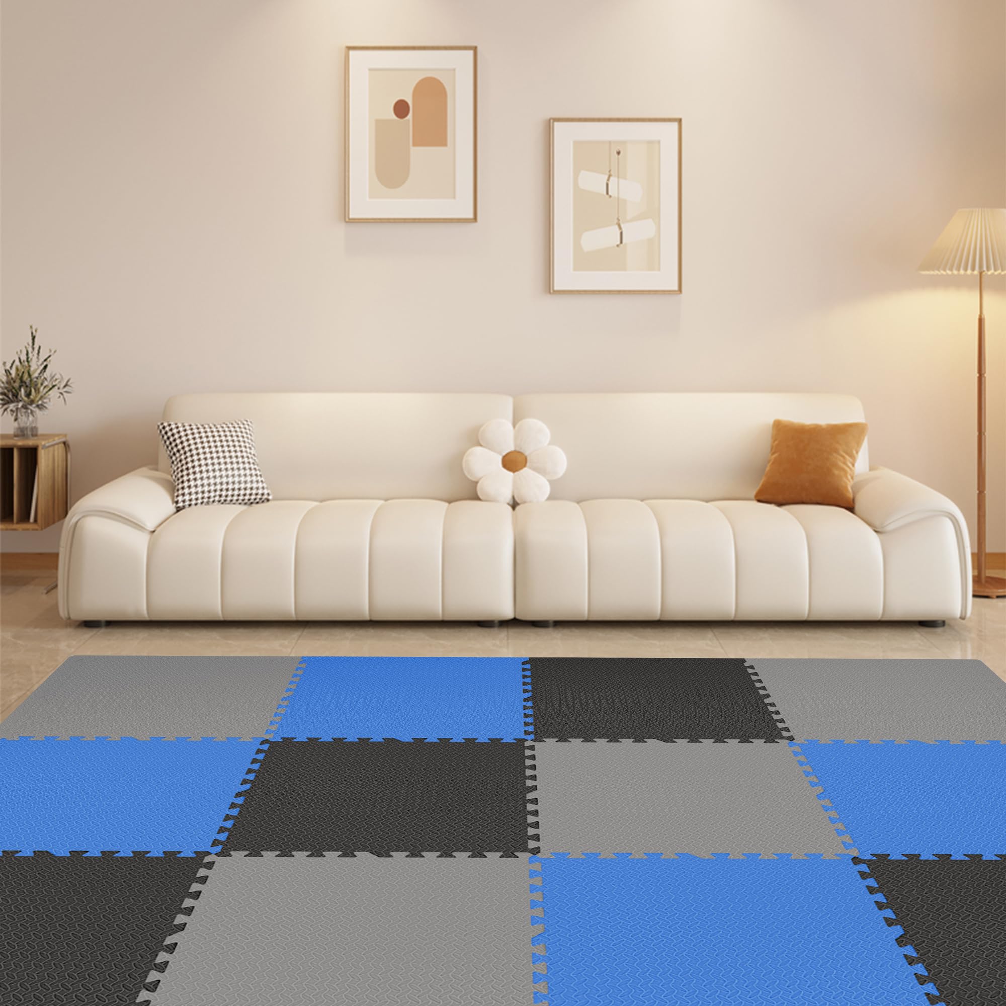 Signature Fitness EVA Foam Interlocking Puzzle Exercise Mat - Non-Slip Floor Tiles for MMA, Yoga, Gymnastics & Home Gym - Multiple Sizes (24