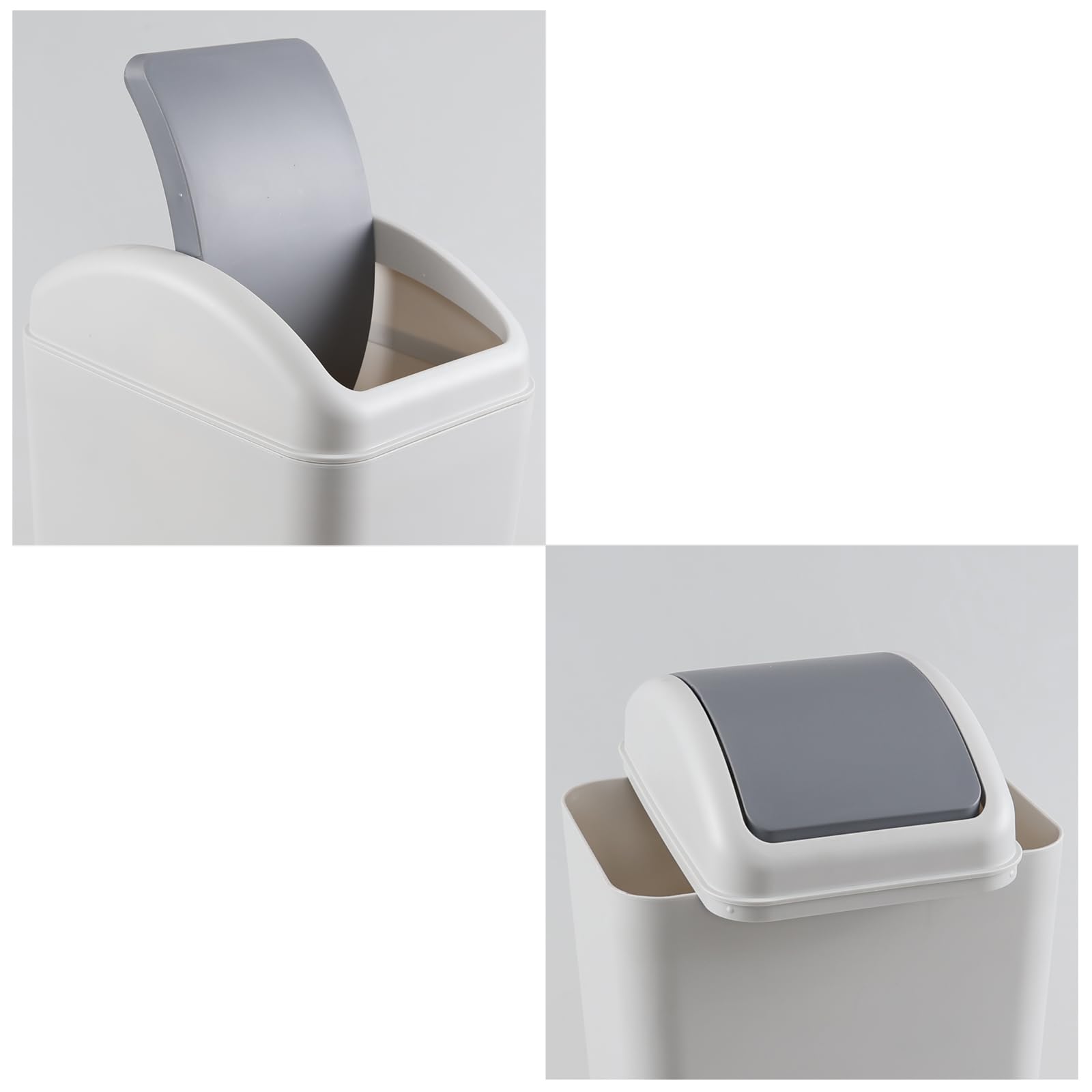 3 Gallon Swing-Top Trash Can with Lid - Durable Plastic Waste Bin for Kitchen, Bathroom, Office (Grey) | Compact Garbage Can for Small Spaces & Eco-Friendly Disposal