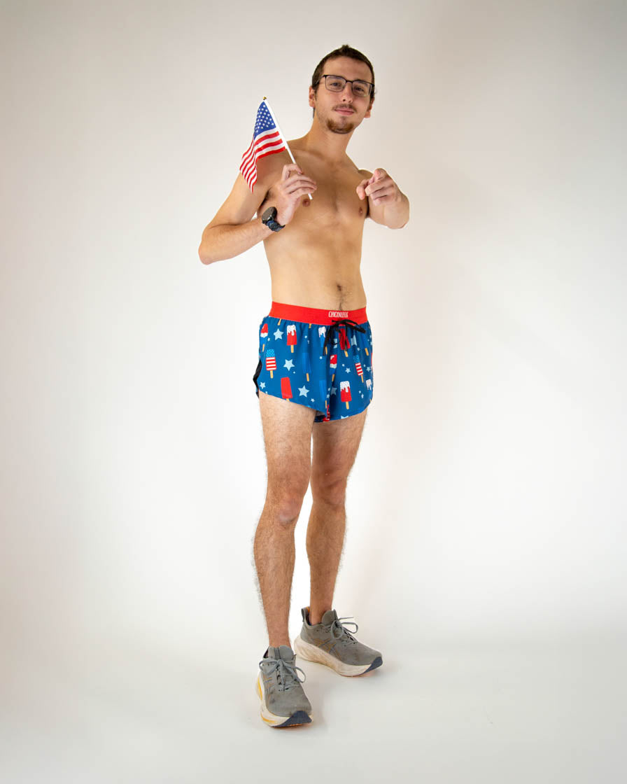Men's USA Popsicles 2 DS Split Running Shorts - Lightweight Athletic Shorts for Training, Jogging & Gym Workouts