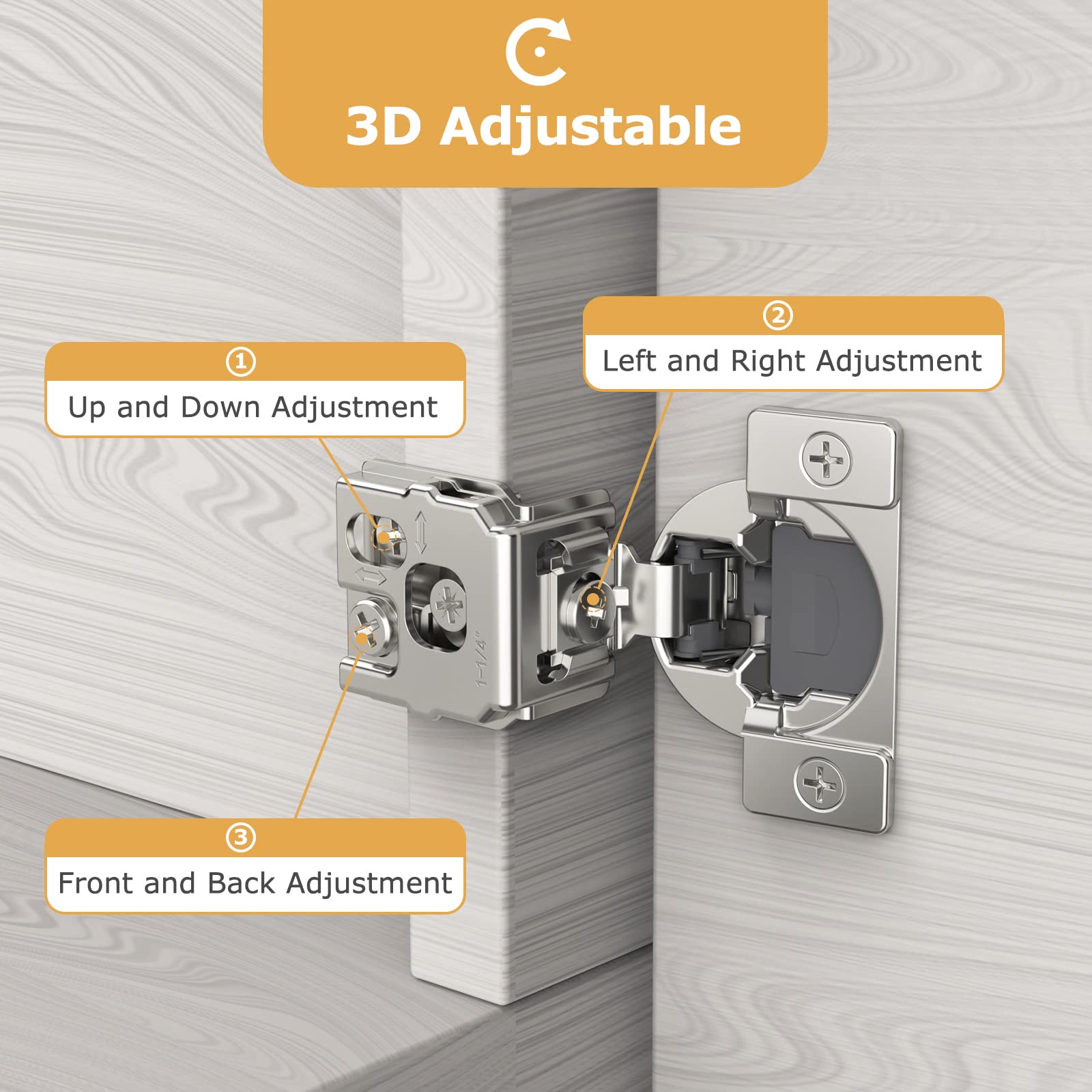 Furniware 2-Pack Soft Close Cabinet Hinges, 3/4