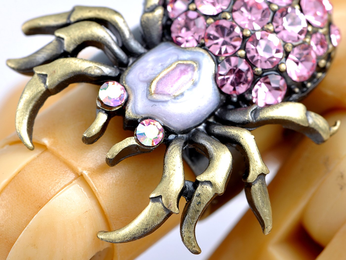 Alilang Bronze Brass Tone Shine Crystal Rhinestone Halloween Tarantula Spider Ring - Gothic Jewelry for Halloween Costume, Cosplay & Witch Party Accessories
