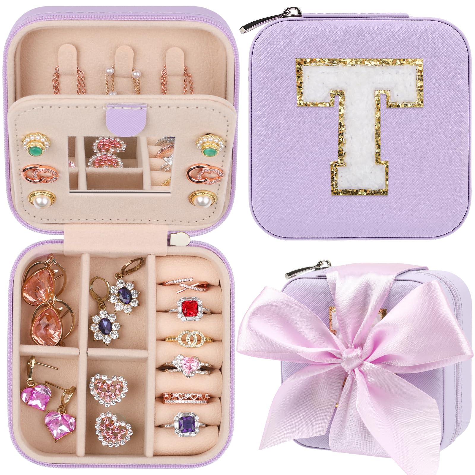Purple Travel Jewelry Box Organizer - Perfect Gift for Women & Girls - Birthday, Christmas - Ideal for Travel & Storage