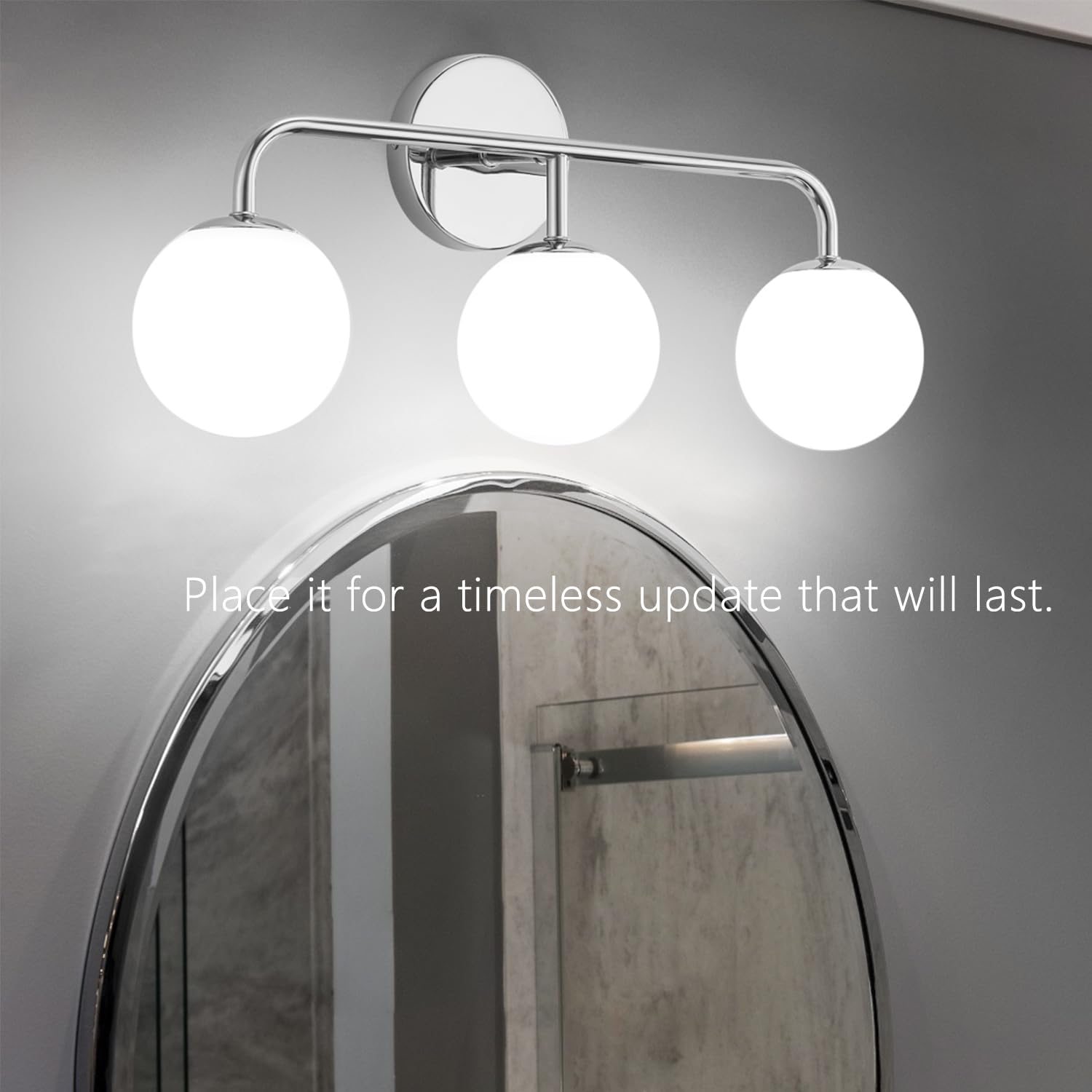 Mid-Century Modern Chrome Bathroom Vanity Lights - 3-Light Mirror Lighting for Elegant Bathrooms