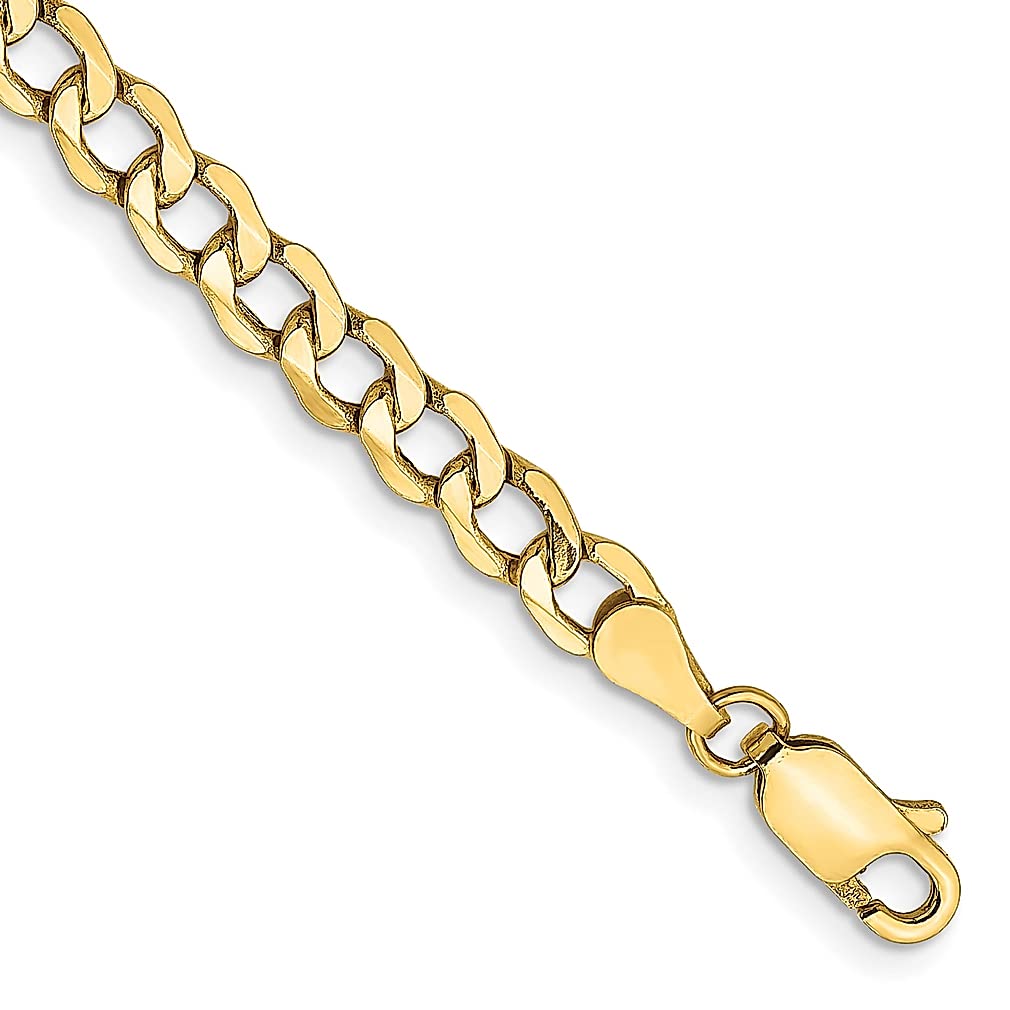 10K Yellow Gold 4.3mm Curb Link Bracelet Chain - 8 Inch Women's Fine Jewelry Gift for Her - Perfect for Anniversaries, Birthdays & Special Occasions