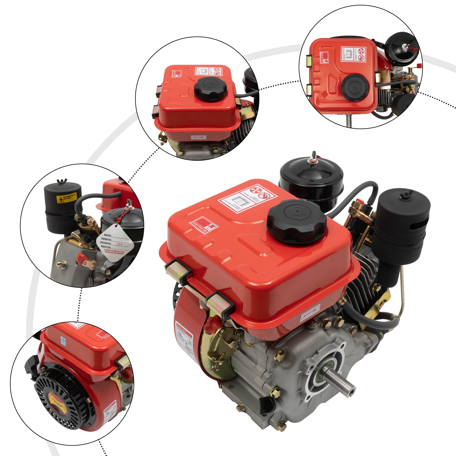 6HP 196CC 4-Stroke Air Cooled Gasoline Engine - Single Cylinder Multi-Purpose Motor for Tiller, Generator & Power Equipment - Durable Small Engine for Farming, Construction & DIY Projects