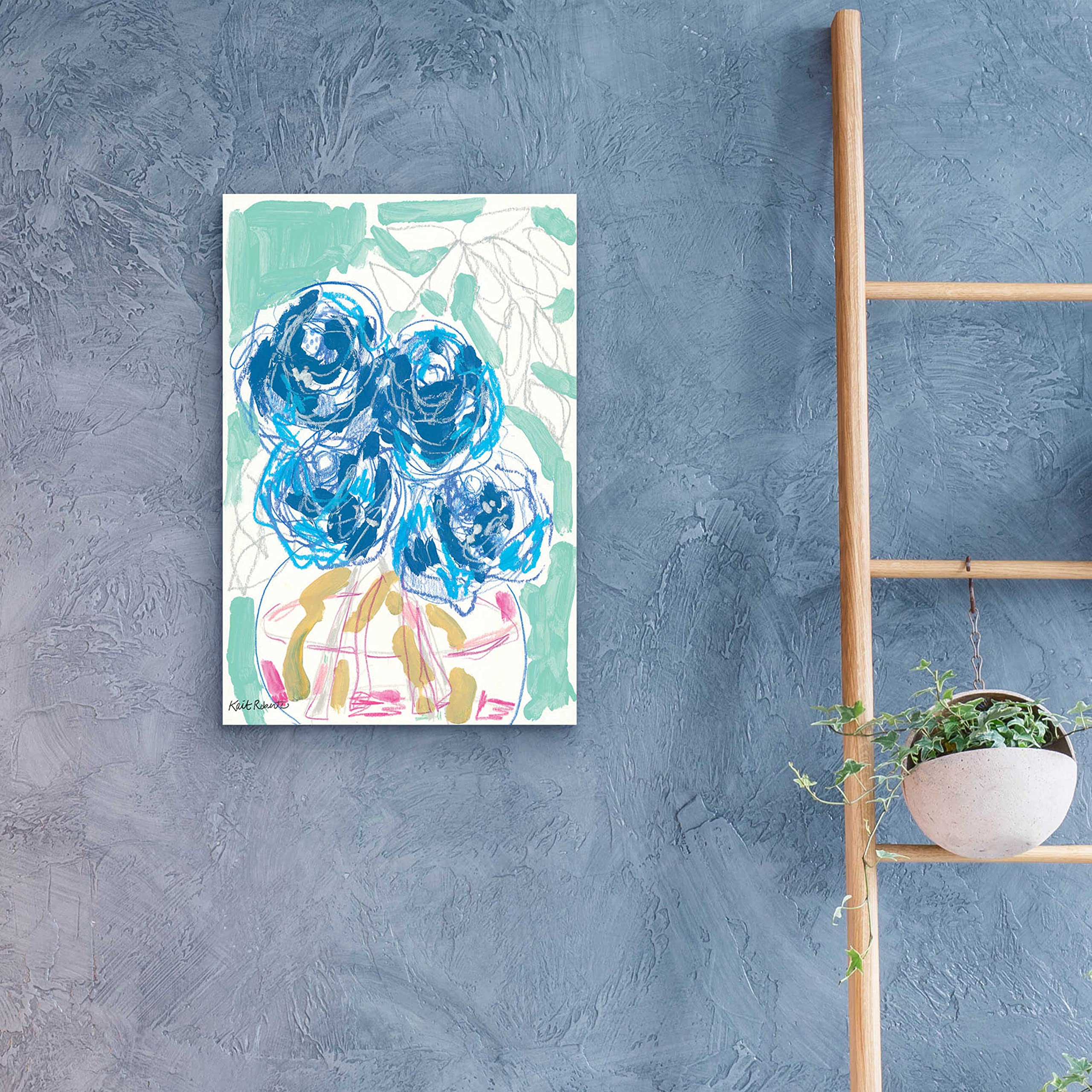 Kait Roberts 'Nightstand Blooms in Water' Acrylic Glass Wall Art - 16x24 Inches Modern Home Decor for Living Room, Bedroom & Office