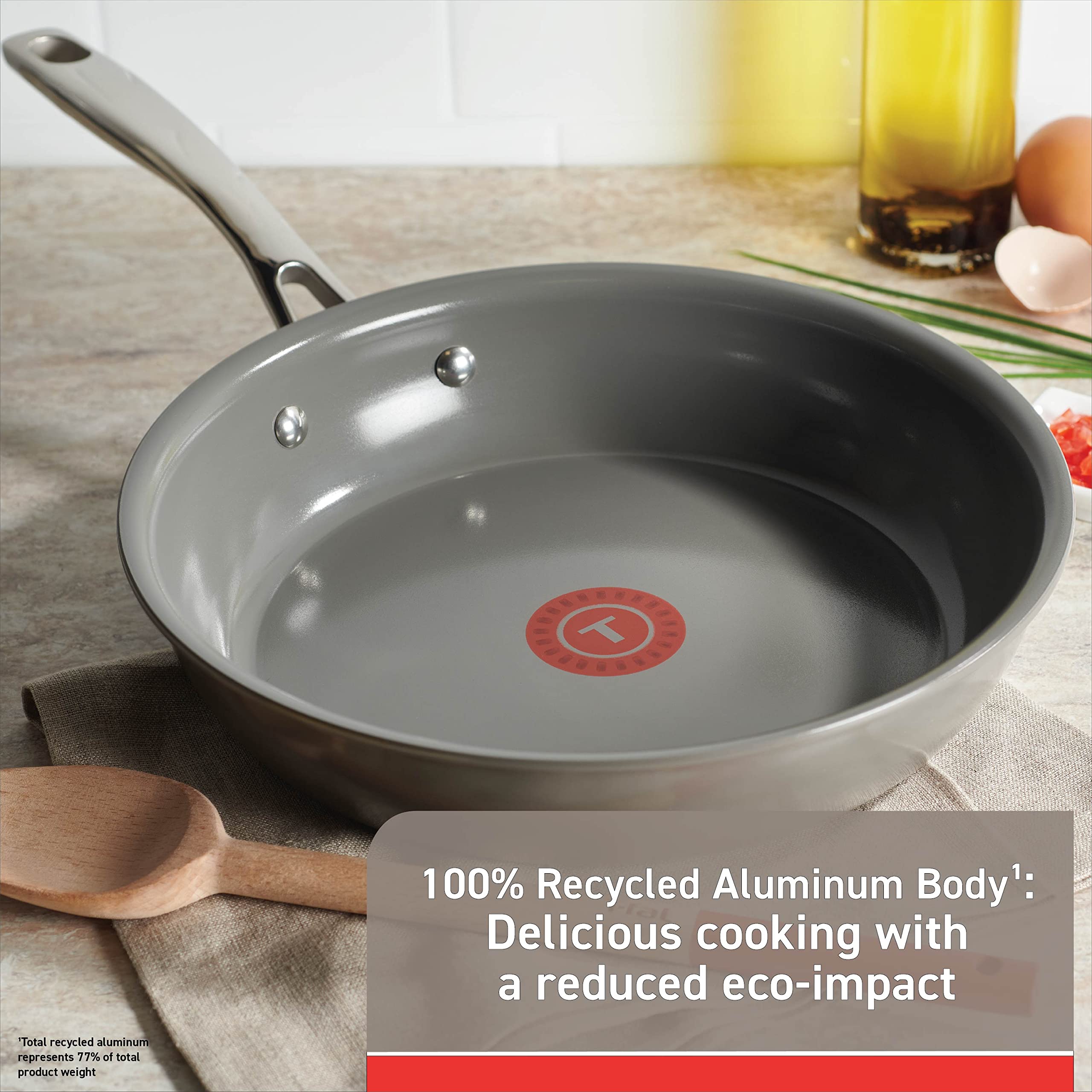 T-fal Ceramic Excellence Reserve Nonstick Fry Pan 12 Inch - Induction Compatible Cookware Set, Oven & Dishwasher Safe - Perfect for Sautéing, Frying & Everyday Cooking