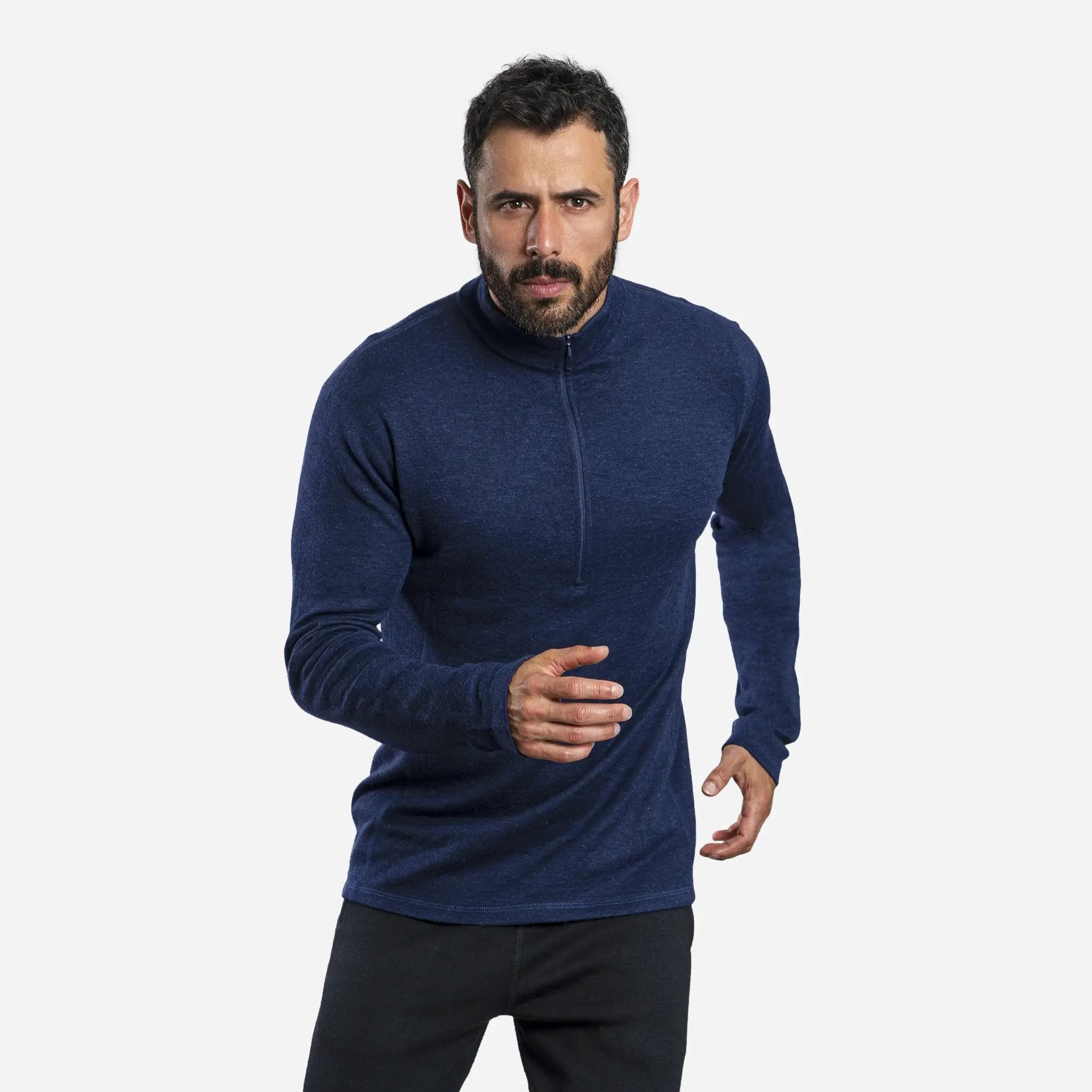 Men's Alpaca Wool Base Layer - 300 Lightweight Half Zip Thermal Shirt for Hiking, Skiing & Winter Outdoor Activities