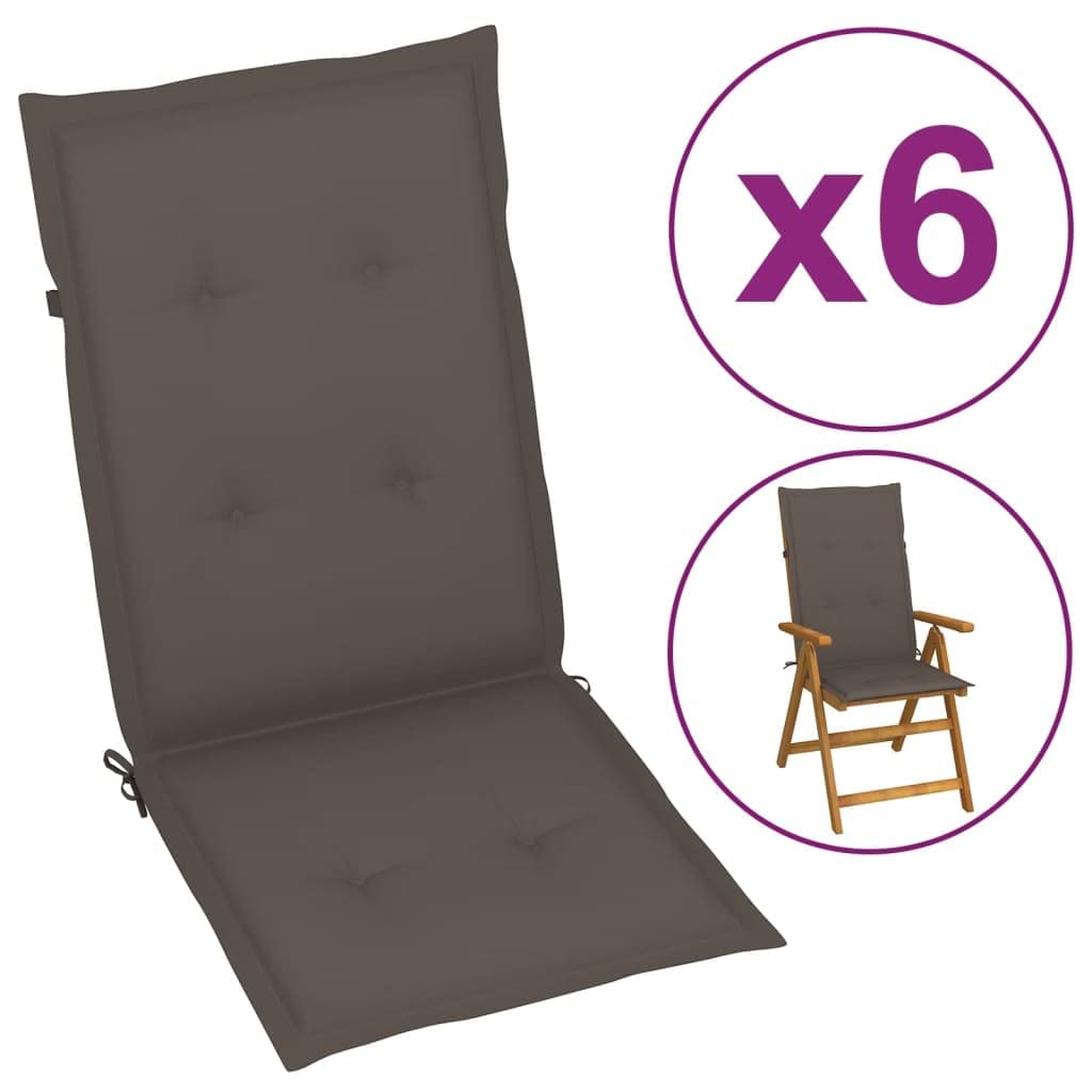 Premium 6-Piece Garden Chair Cushion Set with Ties - Thick Bench & Rocking Chair Pads, Lumbar Support Pillow (47.2