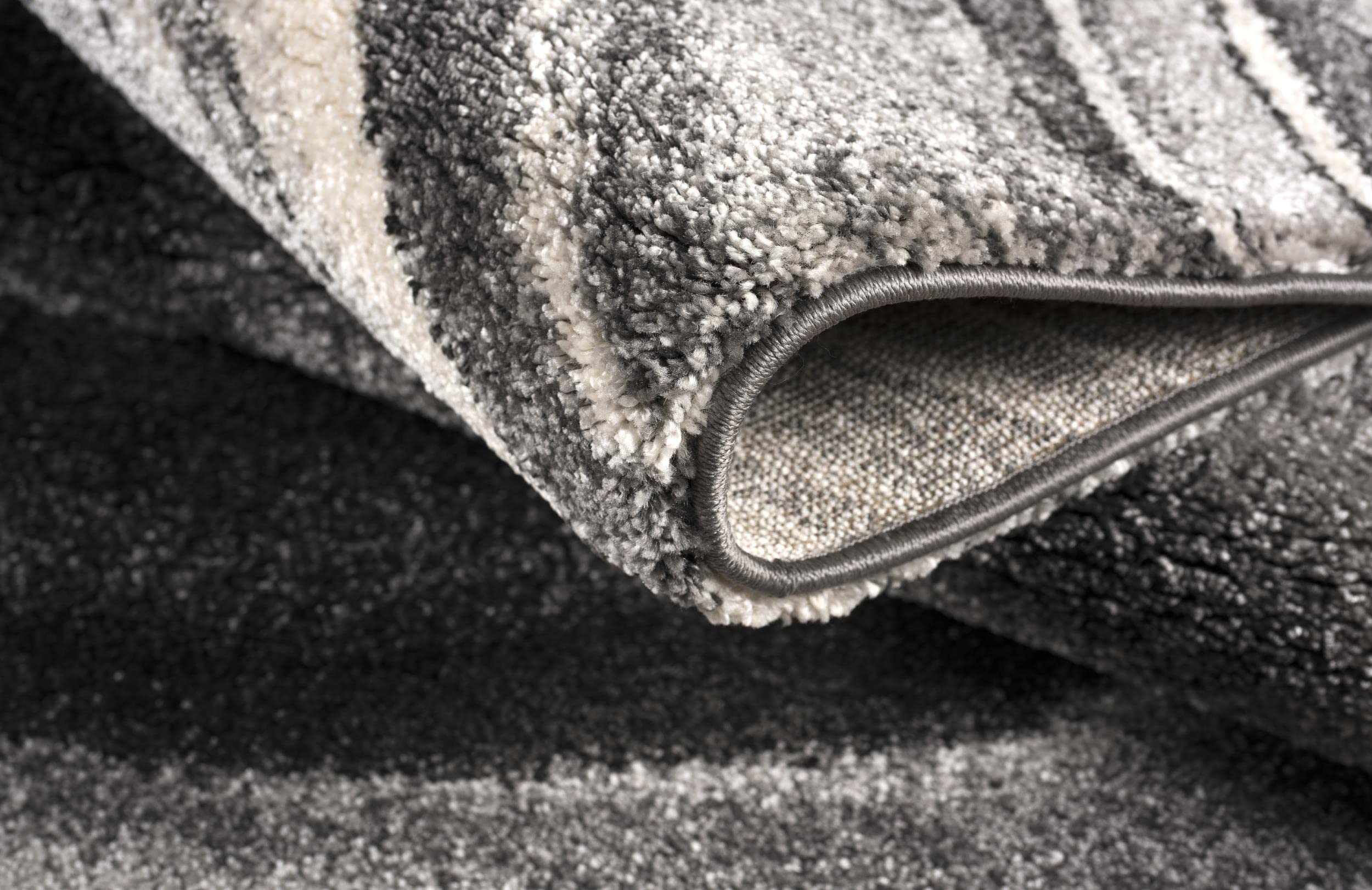 Premium New Zealand Wool Contemporary Scandinavian Style Grey & Black Indoor Area Rug - 6' x 9' Soft Plush Carpet for Living Room, Bedroom, Dining Room & Kitchen | Cozy Home Decor & Floor Protection