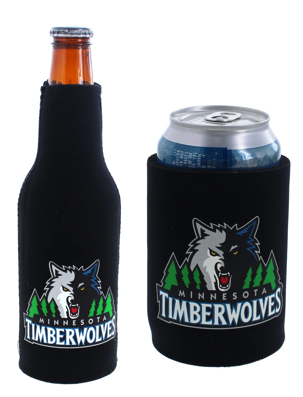 NBA Minnesota Timberwolves Team Color Logo Insulated Can & Bottle Cooler Holder Set - Keep Drinks Cold for Basketball Games, Tailgating & Outdoor Parties