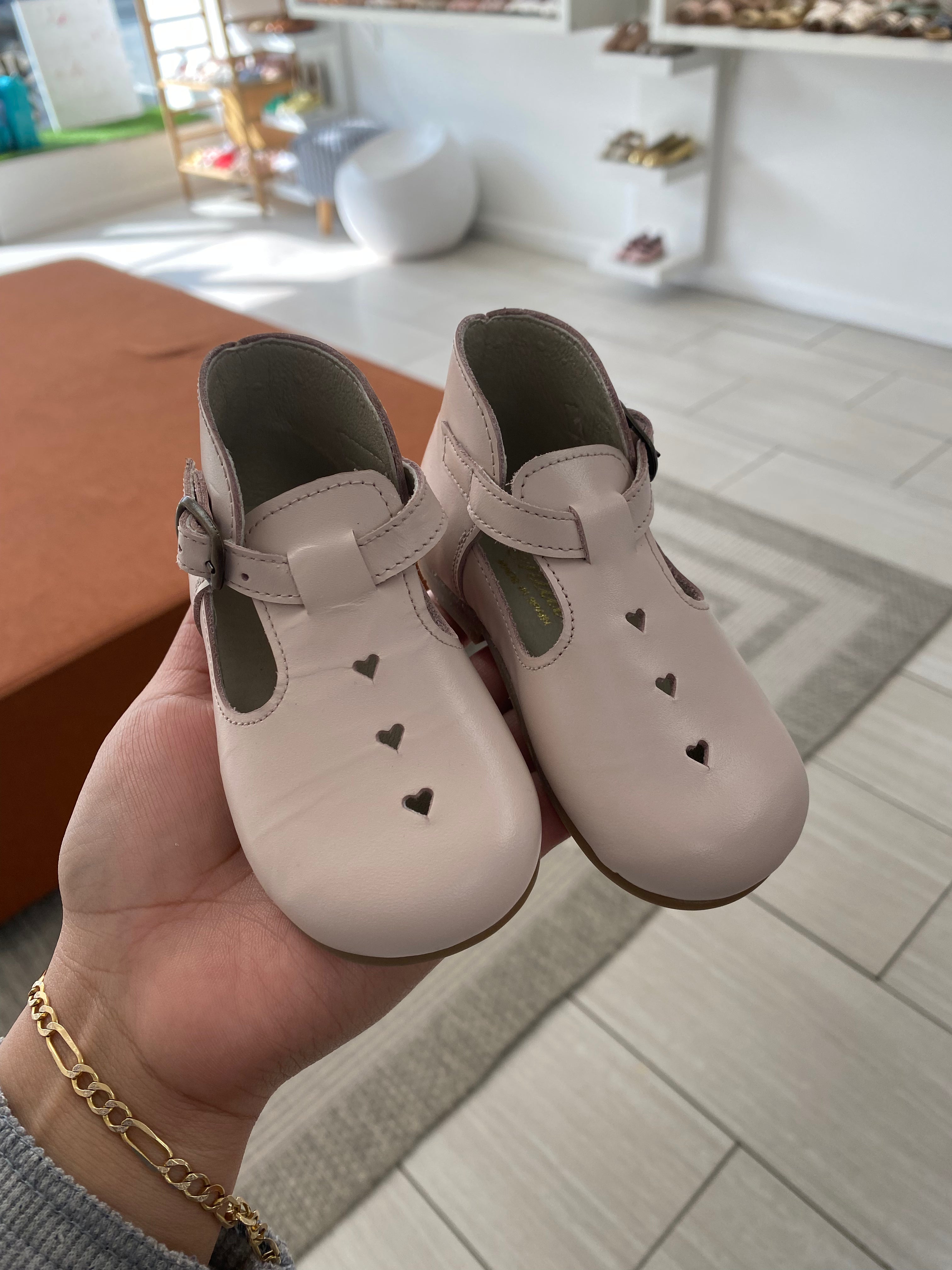 Sonatina Pale Pink Heart Baby Booties - Soft & Comfortable Newborn Slippers for Girls & Boys - Perfect for First Steps, Photo Shoots & Gifts