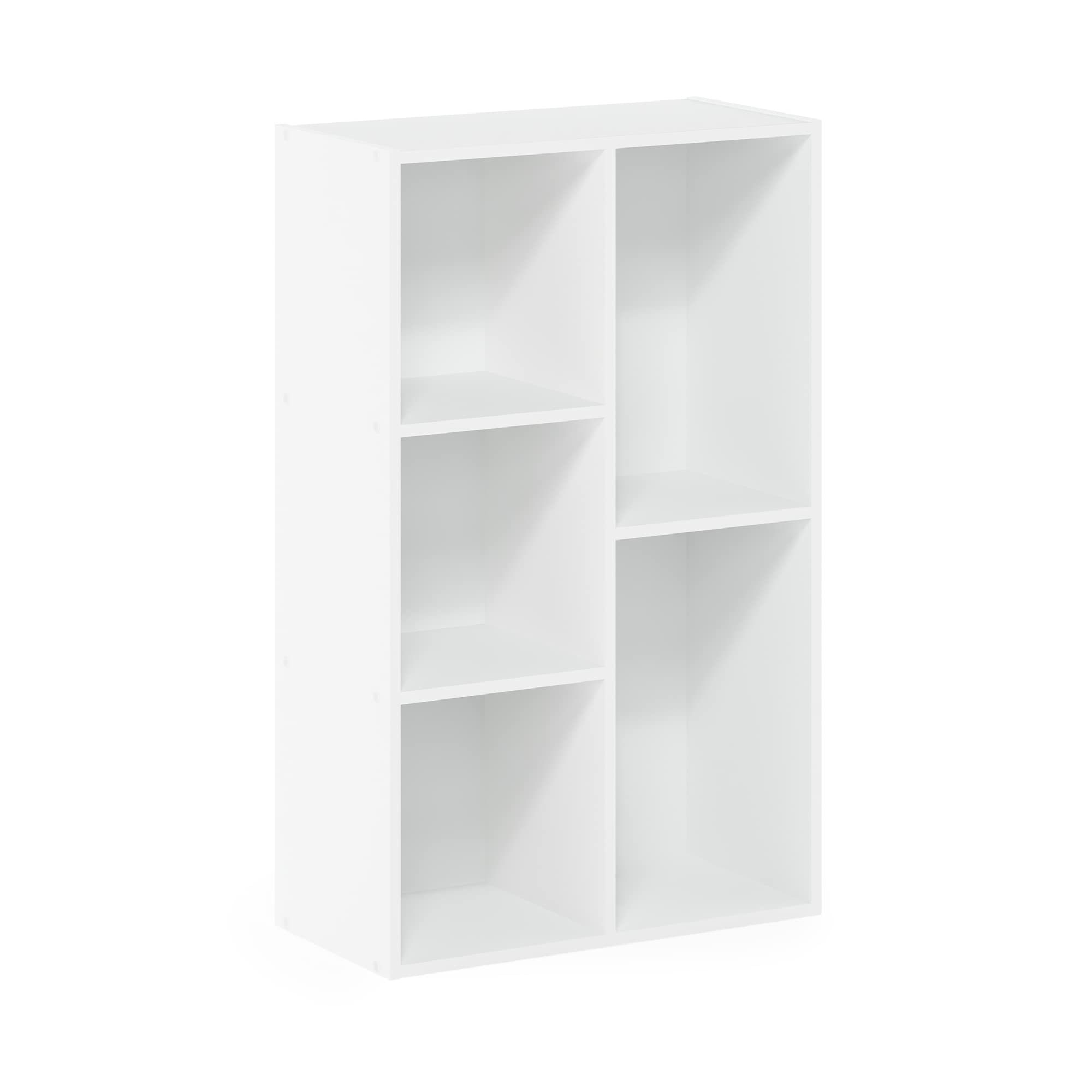 Furinno Luder 5-Cube Open Shelf Organizer - No Tools Assembly Required - White - Perfect for Home Office, Living Room & Bedroom Storage