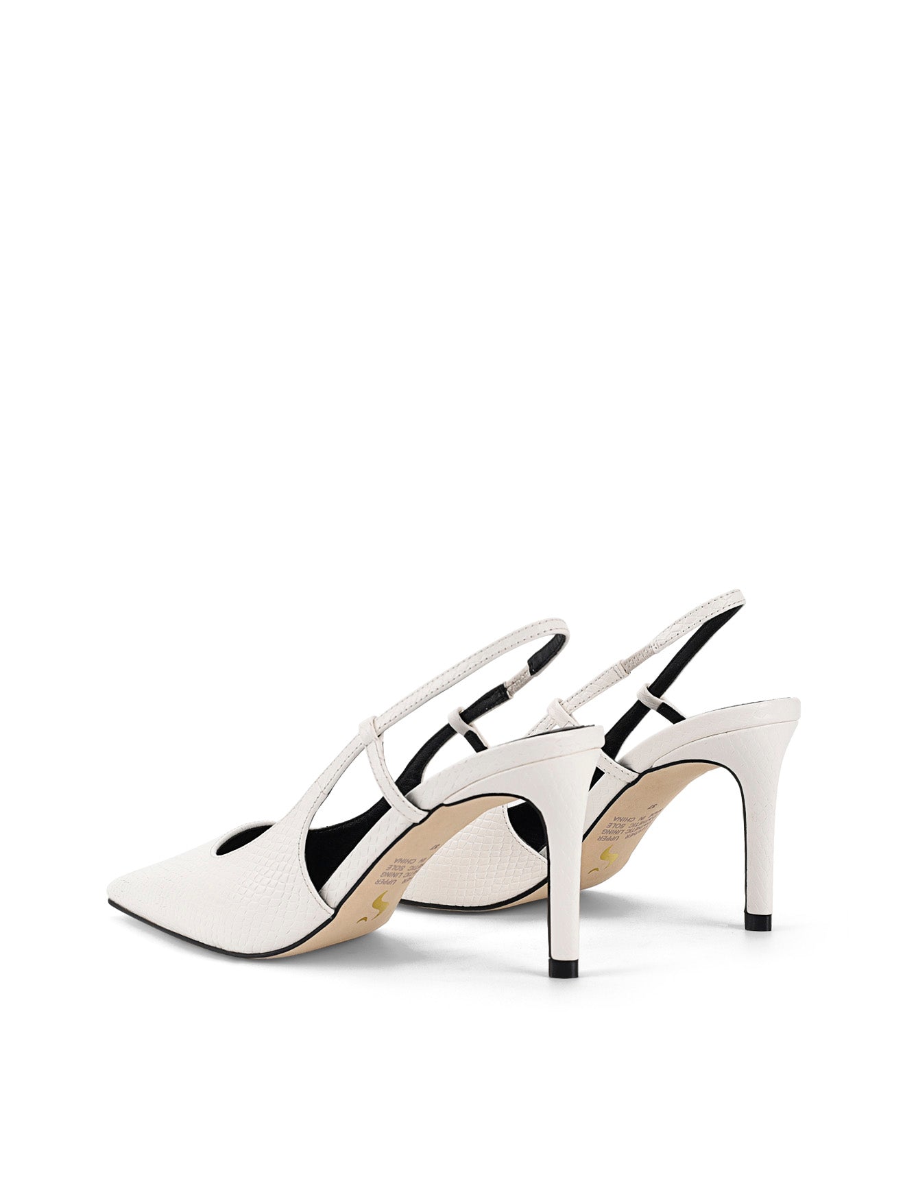 Zuko Women's Slingback Heels - Chunky Block Heel Sandals in White Snake Leather | Comfortable Dress Shoes for Office, Party & Special Occasions