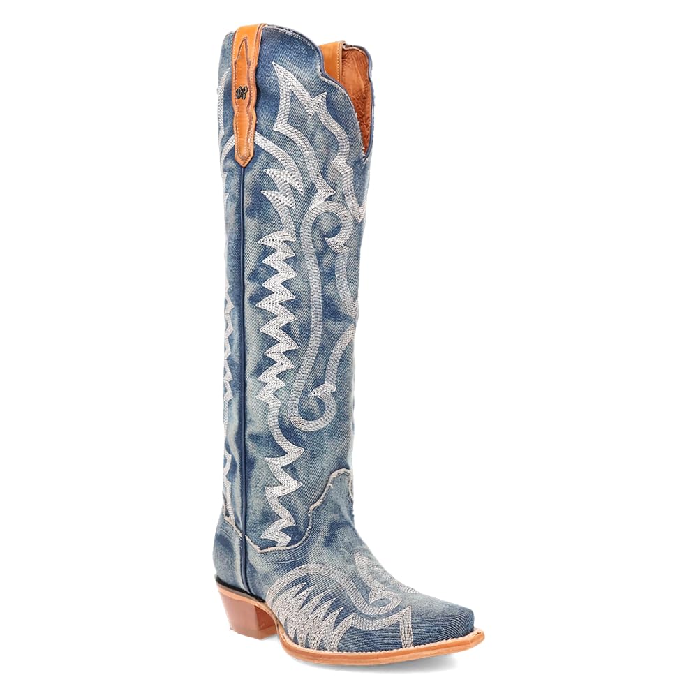 Dan Post Women's Denim Darlin Snip Toe Casual Boots - Mid Calf Western Boots with 1-2