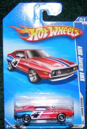 Hot Wheels 2010 Muscle Mania 01/10 Red AMC Javelin AMX Diecast Car - Collectible Vintage Toy for Kids & Adults, Perfect for Display, Racing Games & Gift Giving