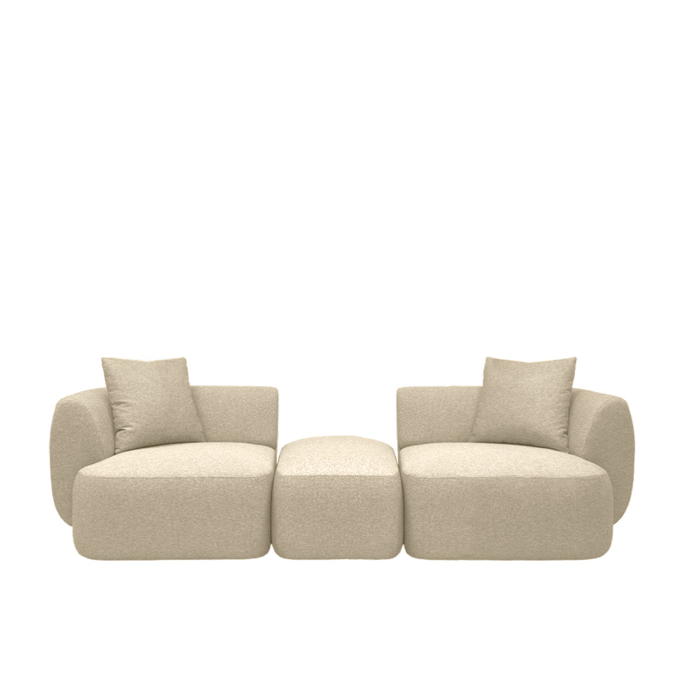 Pebble 4-Seater Sectional Sofa with Ottoman | EcoClean Fabric | Modern Living Room Furniture | Perfect for Small Spaces & Family Gatherings