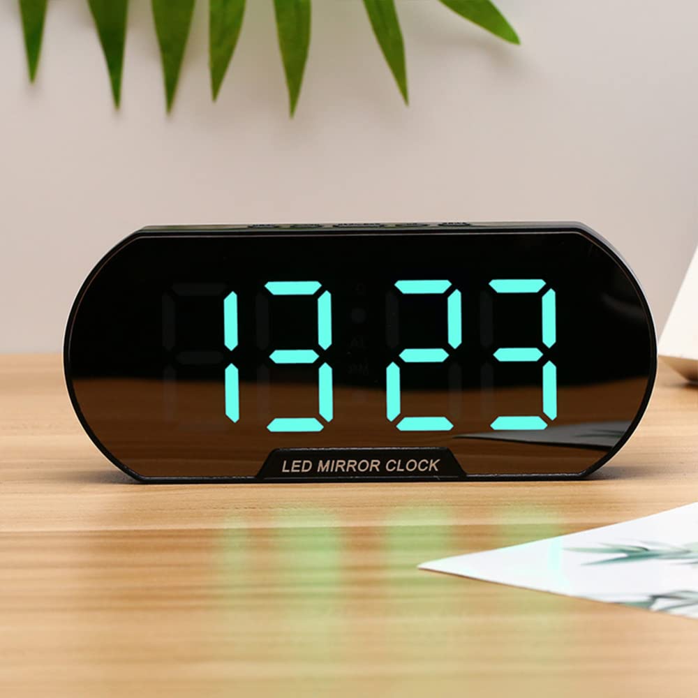 TEQIN LED Digital Alarm Clock - Modern Minimalist Design, Silent Operation with Green Light Display for Bedroom, Office, Dorm (Black) | Perfect for Students, Home Decor & Gift Giving
