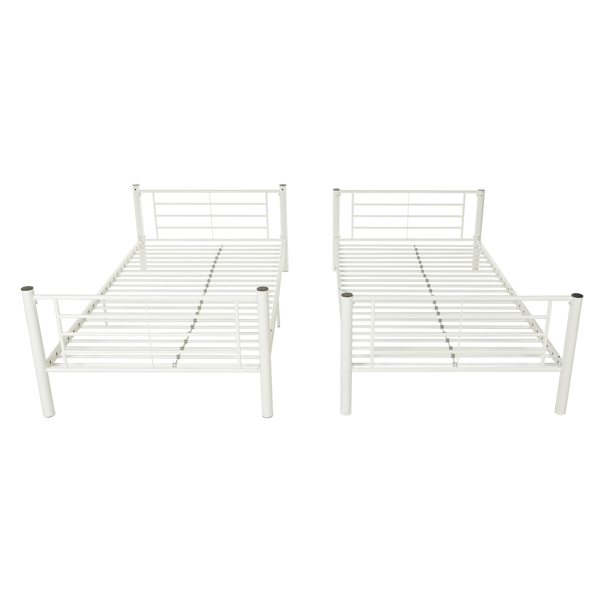 Walker Edison Elodie Urban Industrial Twin over Twin Metal Bunk Bed - Sturdy White Metal Frame for Kids & Teens - Perfect for Small Bedrooms, Dorms & Guest Rooms