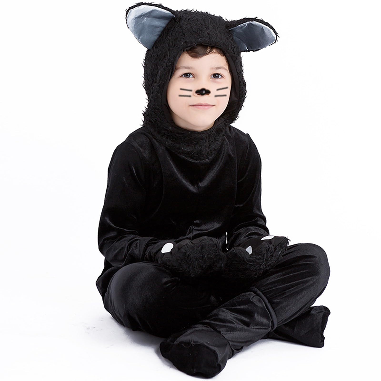 Black Cat Halloween Costume for Girls & Boys - Kids Animal Cosplay Jumpsuit for Dress Up Parties, Trick or Treating & Halloween Events