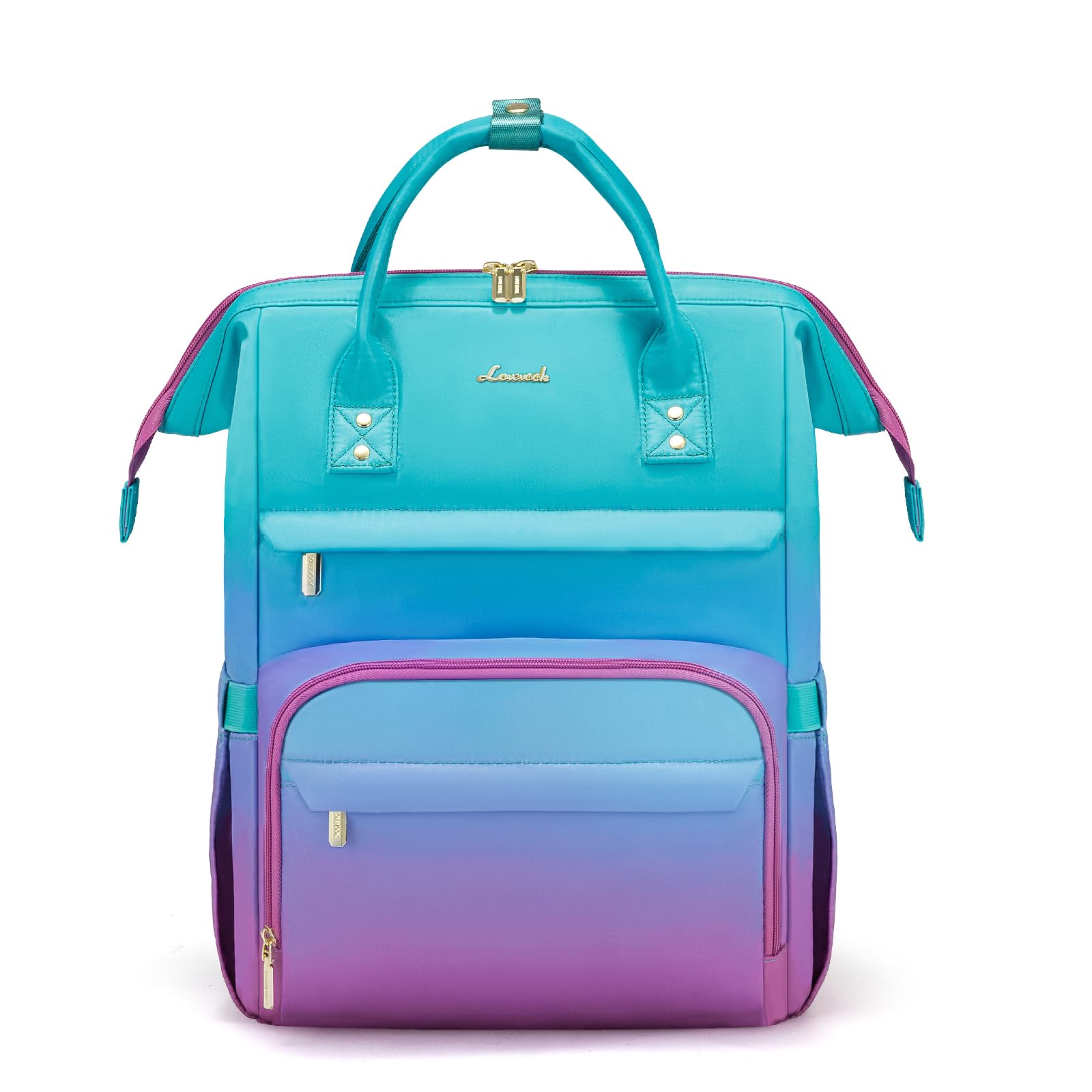 LOVEVOOK Gradient Laptop Backpack for Women - 15.6 Inch Anti-Theft Waterproof Work Computer Bag, Stylish College Teacher Travel Backpack in Green-Red, Perfect for Commuting, School, and Business Trips
