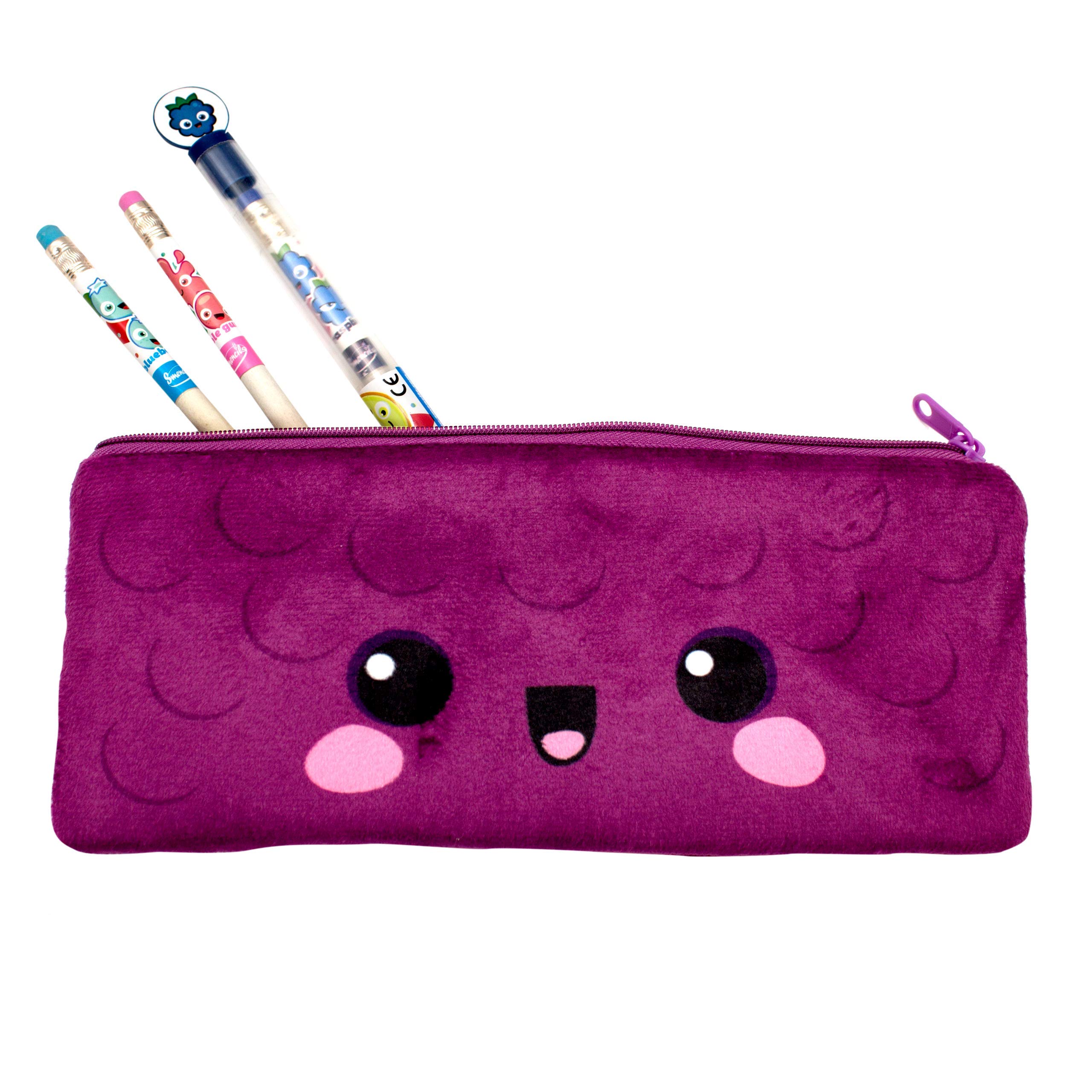 Scentco Cutie Fruities Scented Pencil Pouch - Watermelon & Grape Scented School Supplies for Kids - Perfect for Classroom Rewards, Back to School, Birthday Gifts & Organizing Stationery