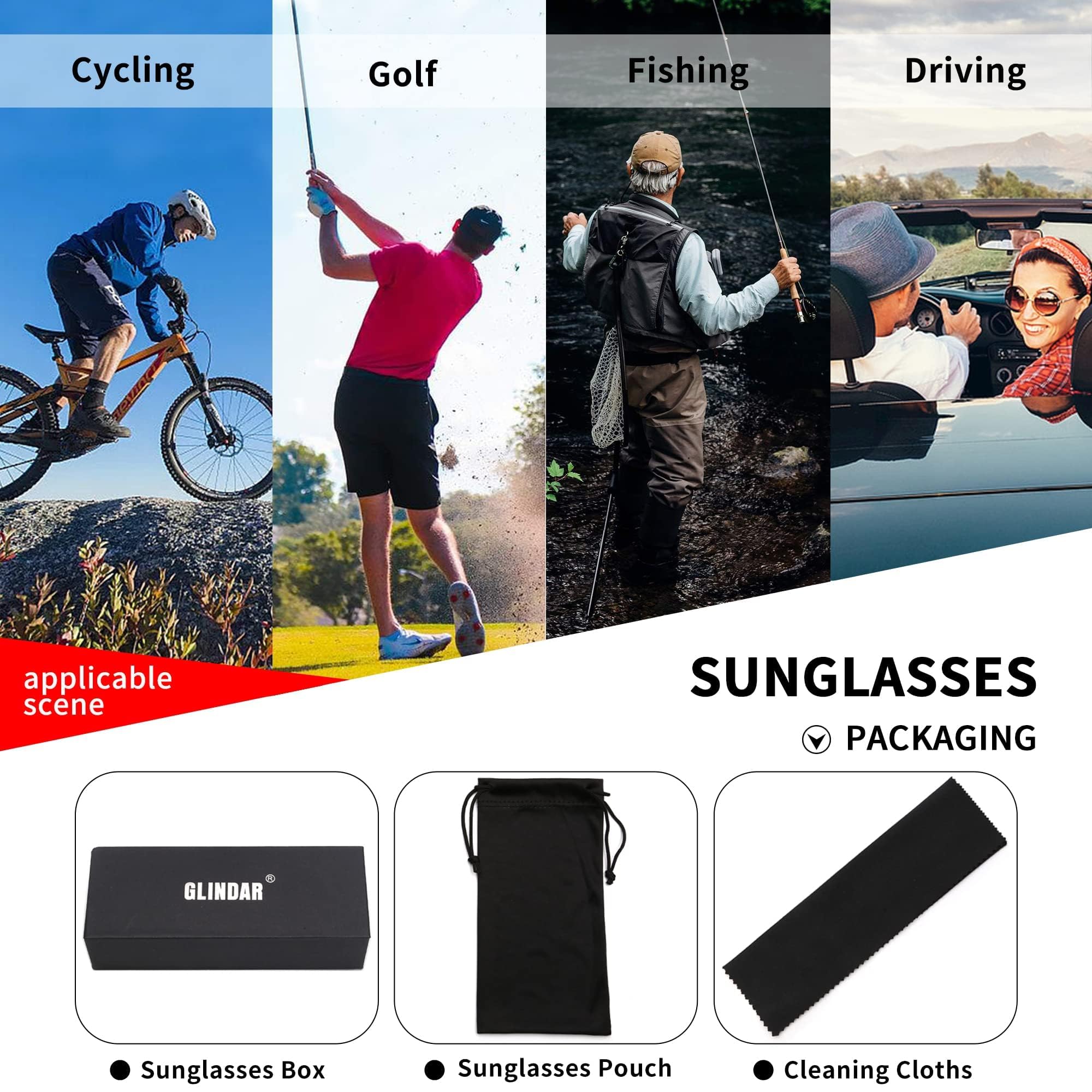 GLINDAR Polarized Square Sunglasses for Women & Men - Oversized Flat Top Shield Sports Glasses for Running, Cycling, Driving & Outdoor Activities
