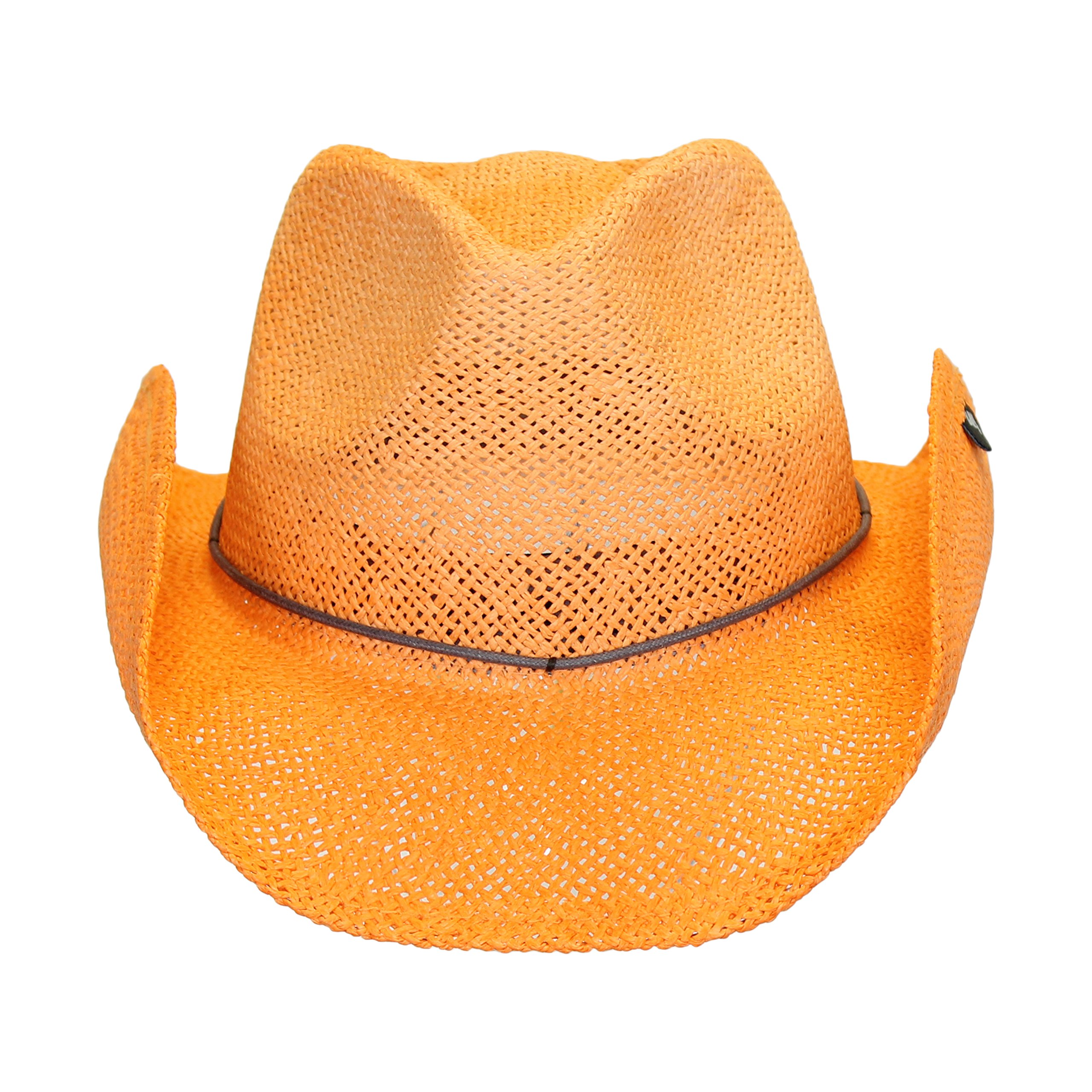 Peter Grimm Women's Orange Toyo Straw Summer Cowboy Hat with Shapeable Brim - Perfect for Beach Vacations, Music Festivals & Outdoor Adventures
