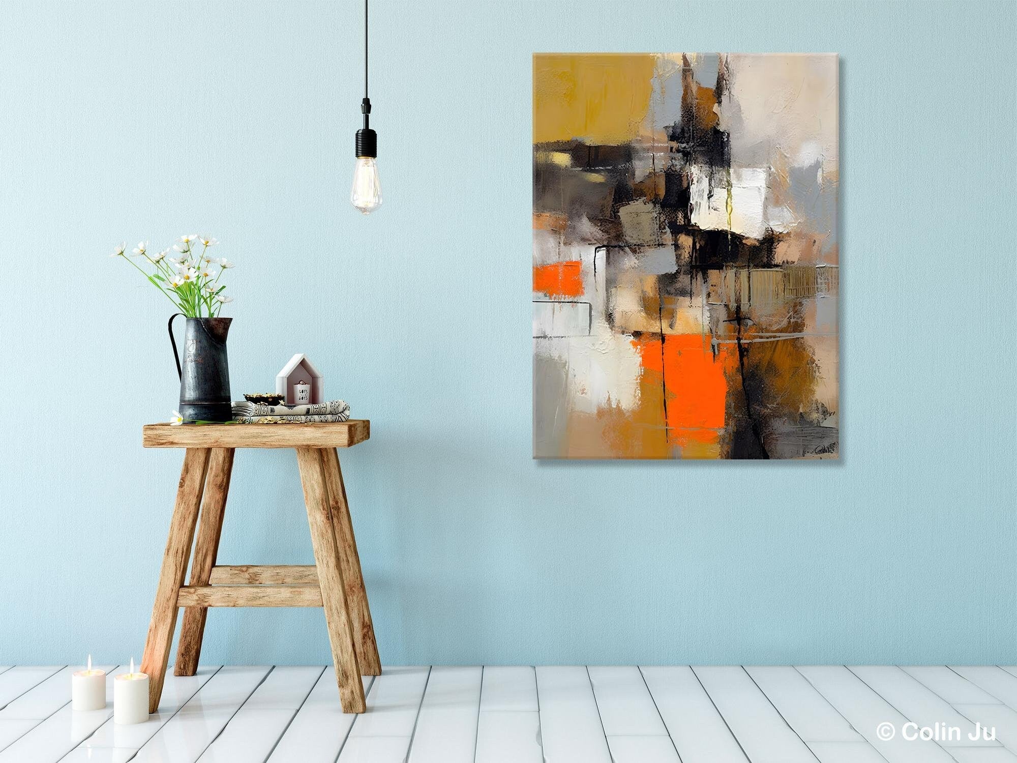 Extra Large Acrylic Abstract Painting on Canvas - Modern Contemporary Wall Art for Dining Room Decor | Original Handmade Artwork for Living Room, Bedroom & Office