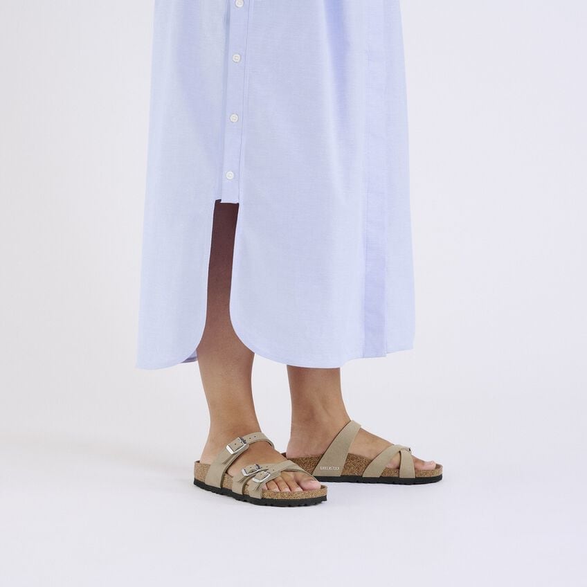 Birkenstock Franca Vegan Sandals in Gray Taupe - Comfortable Vegan Leather Slides for Women | Perfect for Beach, Vacation & Summer Outfits