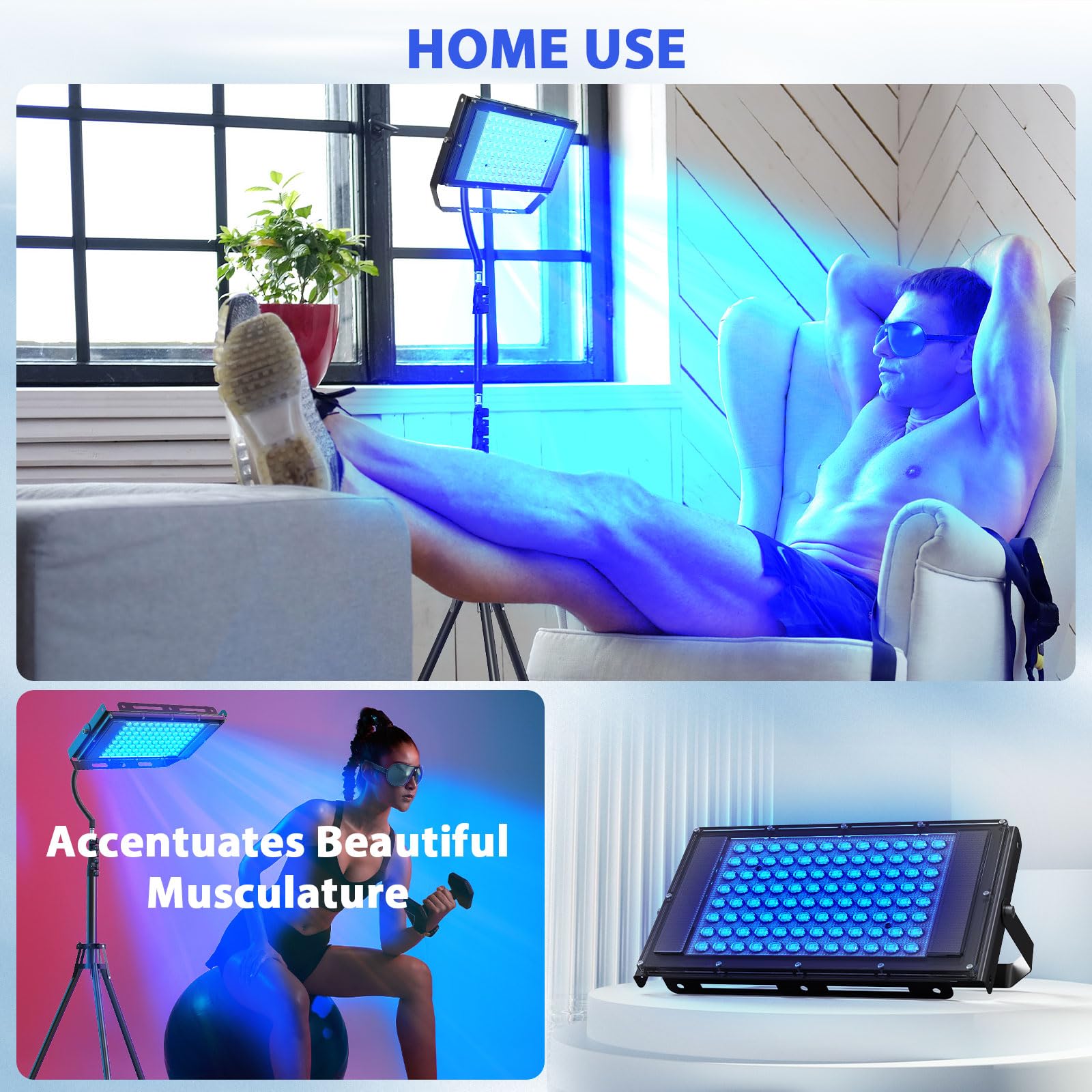 JITESY 50W Tanning Lamp for Home - 2 Modes (Constant & Pulsating), 5 Brightness Levels, Face Tanning Daylight Lamp, High Density Solarium for All Skin Tones (Black) - Perfect for At-Home Tanning, Beauty Salons & Self-Care Routines