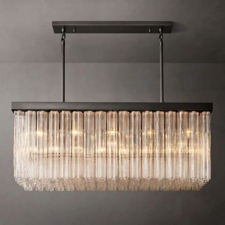 Besa 54-Inch Rectangular Chandelier - Modern LED Crystal Ceiling Light Fixture for Dining Room, Living Room & Bedroom Lighting