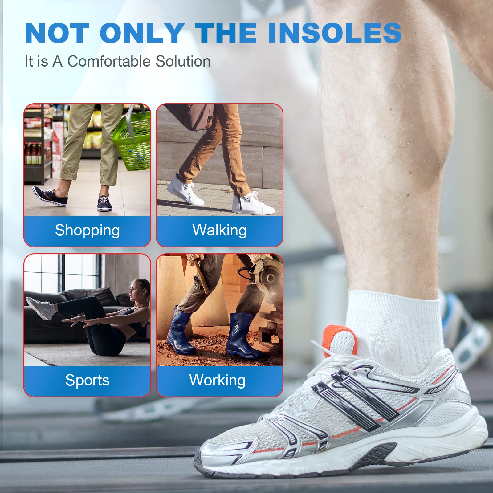 Plantar Fasciitis Pain Relief Insoles - Arch Support Orthotics for Flat Feet - Motion Control Shoe Inserts for Work Boots - Comfortable Foot Support for Men & Women - Improves Balance & Posture - Perfect for Running, Walking & Standing All Day