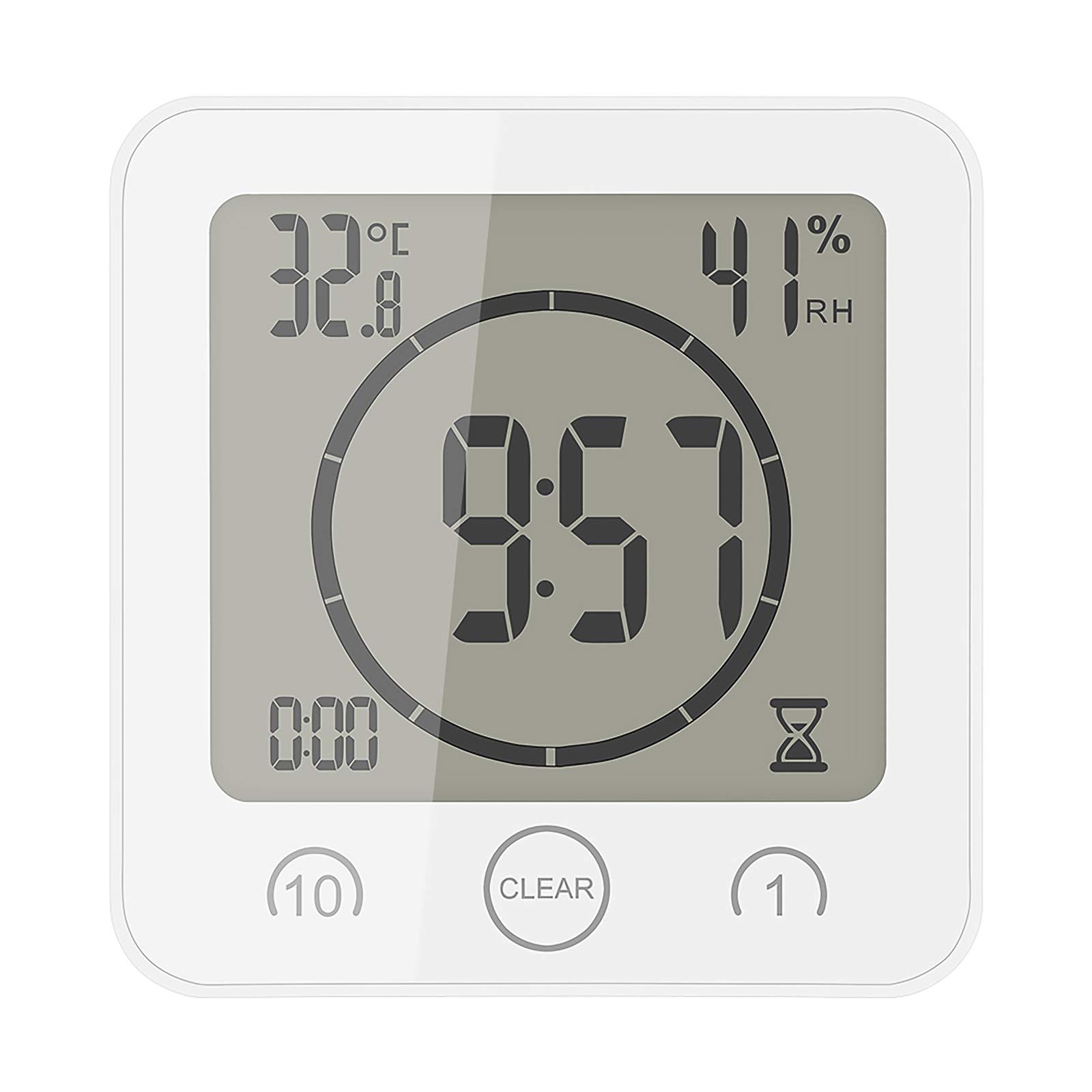 Blingbin Digital Alarm Clock with Temperature & Humidity Sensor, Waterproof, Timer - Perfect for Bathroom, Kitchen, Bedroom, Office