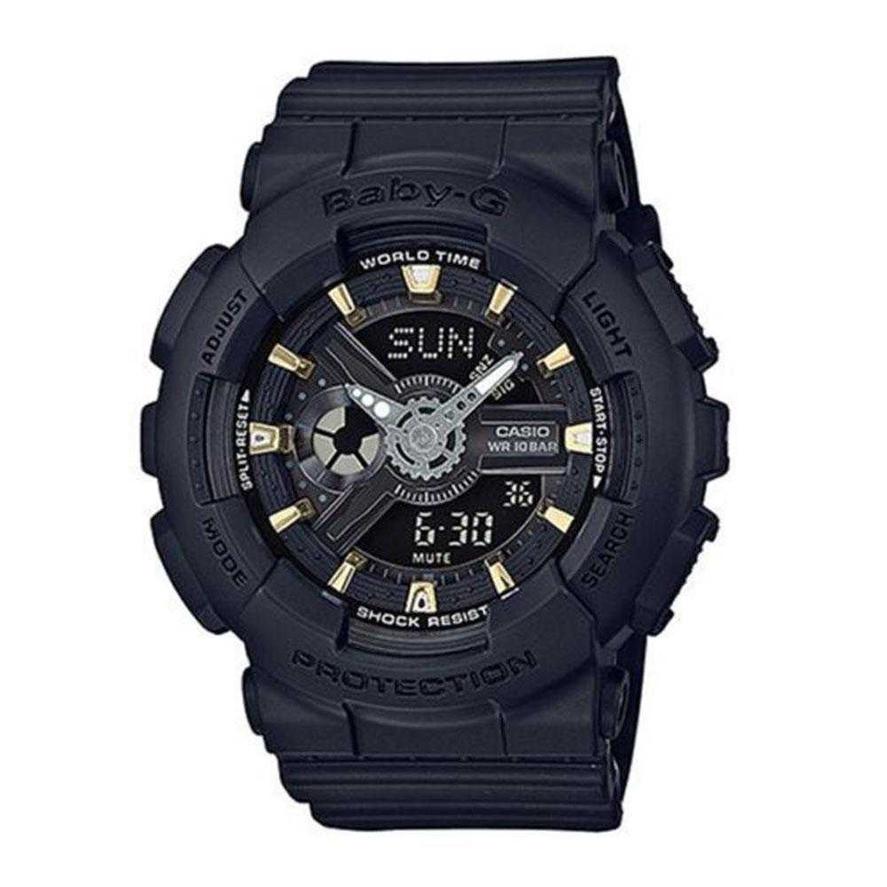 CASIO BABY-G BA-110GA-1ADR Digital Quartz Watch for Women - Black Resin Band, Shock Resistant, Water Resistant - Perfect for Sports, Outdoor Activities & Everyday Wear