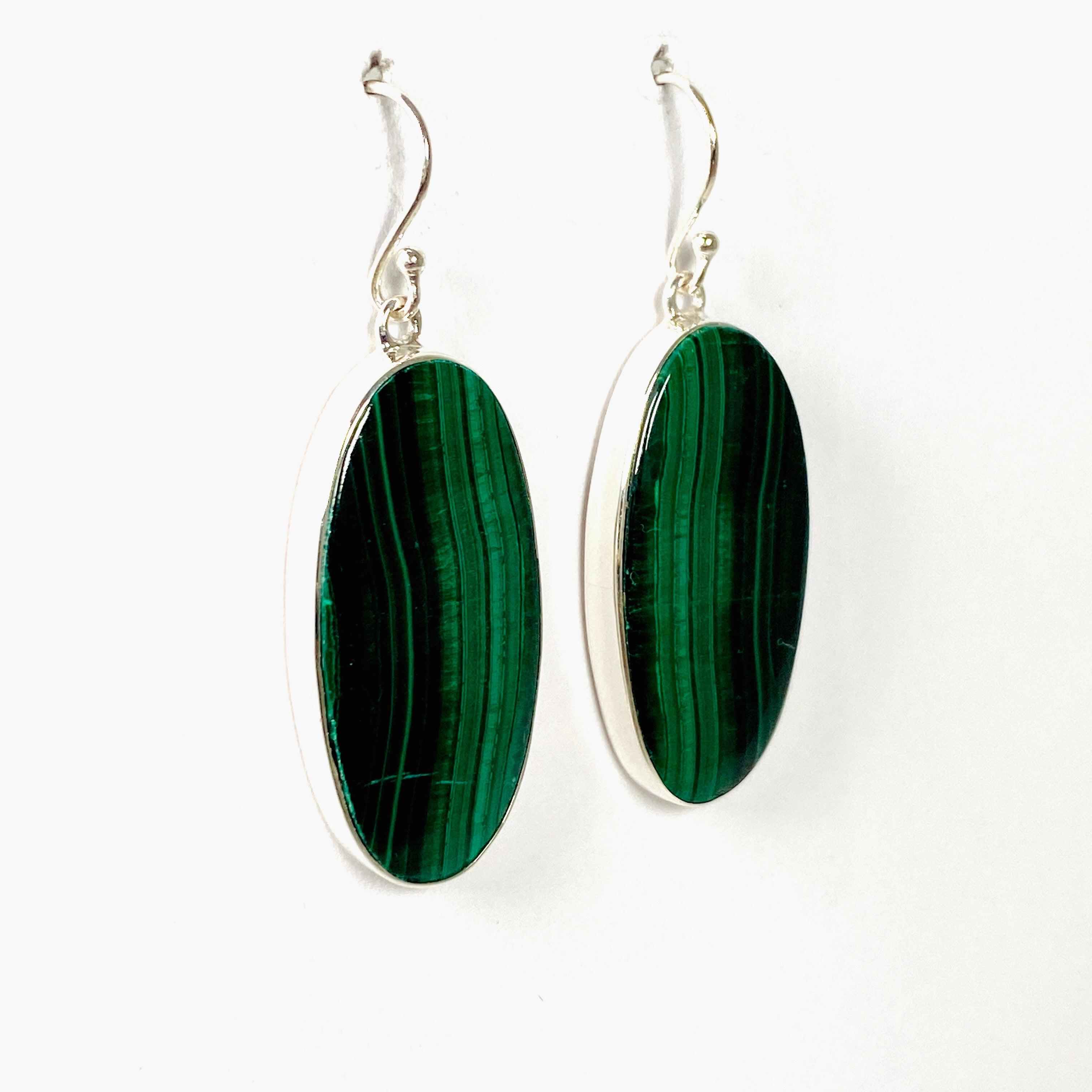 Natural Malachite Oval Earrings KEGJ1340 - Handmade Gemstone Jewelry for Women, Elegant Gift for Her - Perfect for Parties, Weddings & Special Occasions