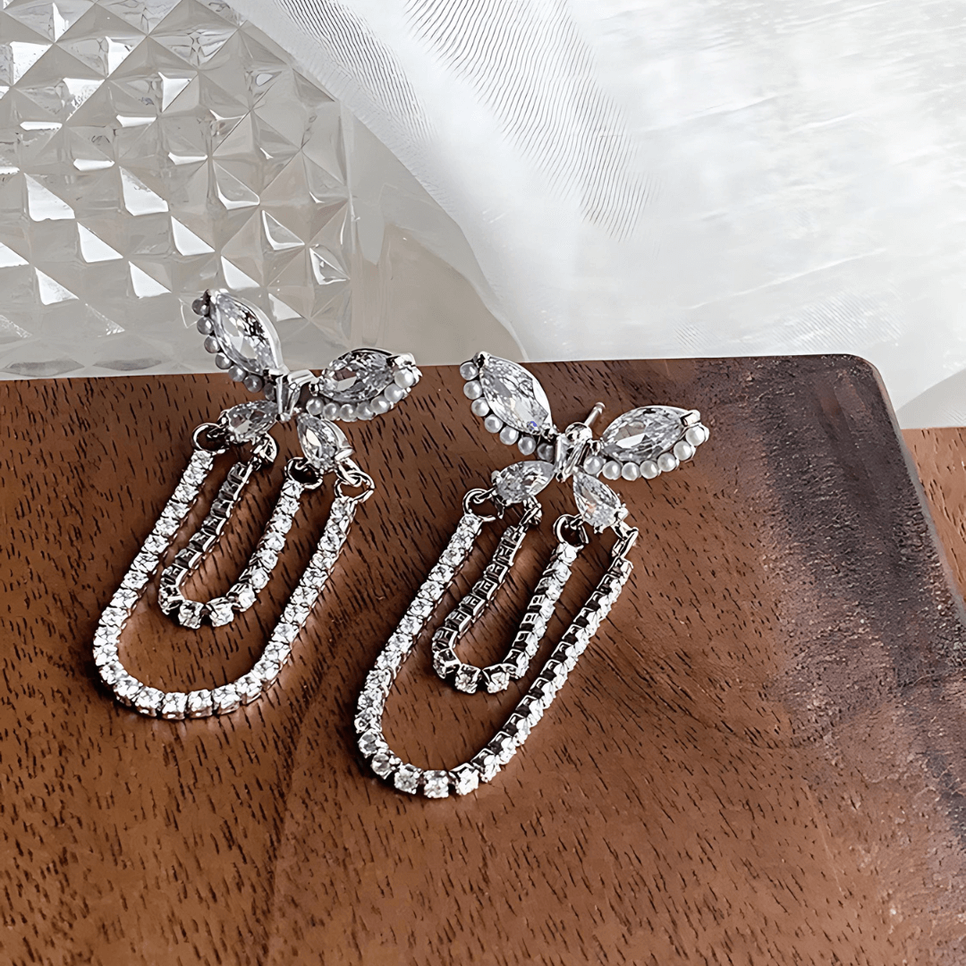 Sparkly Butterfly Tassel Drop Dangle Earrings for Women | Fashion Jewelry Gift for Party, Wedding, Prom | R2747