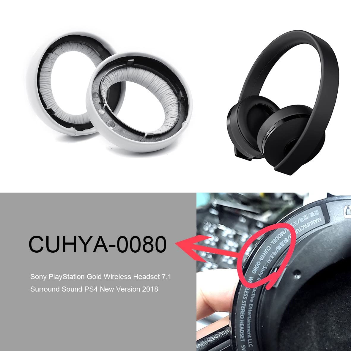 V-MOTA Replacement Ear Pads Compatible with Sony PlayStation 4 Gold Wireless Headset (4th Gen) 500 Million Limited Edition PS4 Headphones CUHYA-0080 - White - Perfect for Gaming, Music & Long Wear Comfort