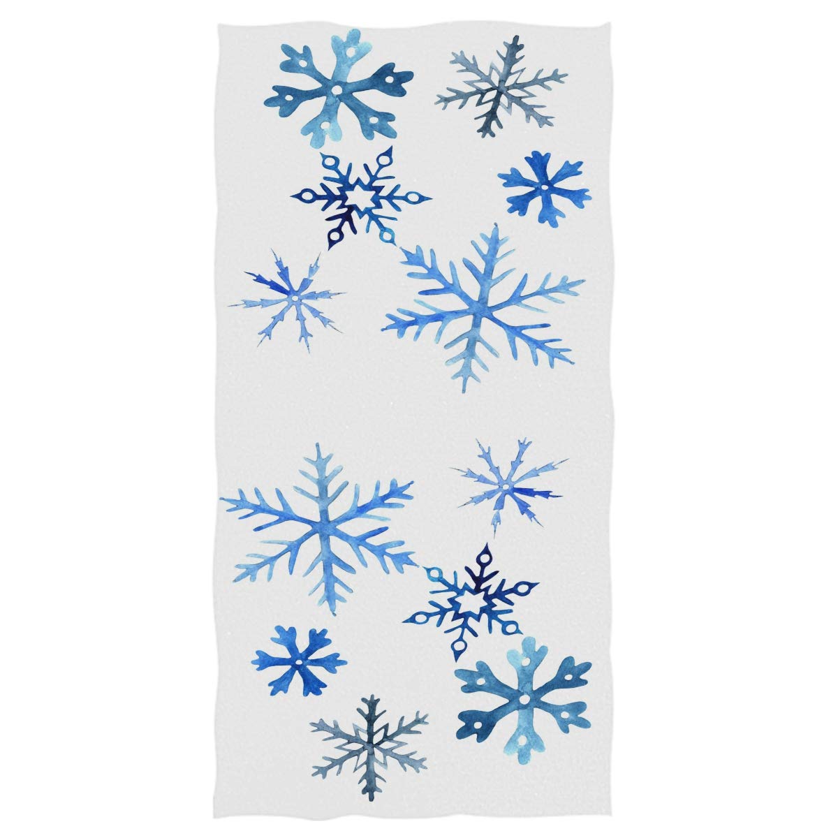 Pfrewn Watercolor Blue Snowflakes Hand Towels 16x30 Inch - White Cotton Christmas Winter Bathroom Towels | Ultra Soft & Highly Absorbent | Perfect for Holiday Decor, Guest Bathrooms & Festive Gift Giving