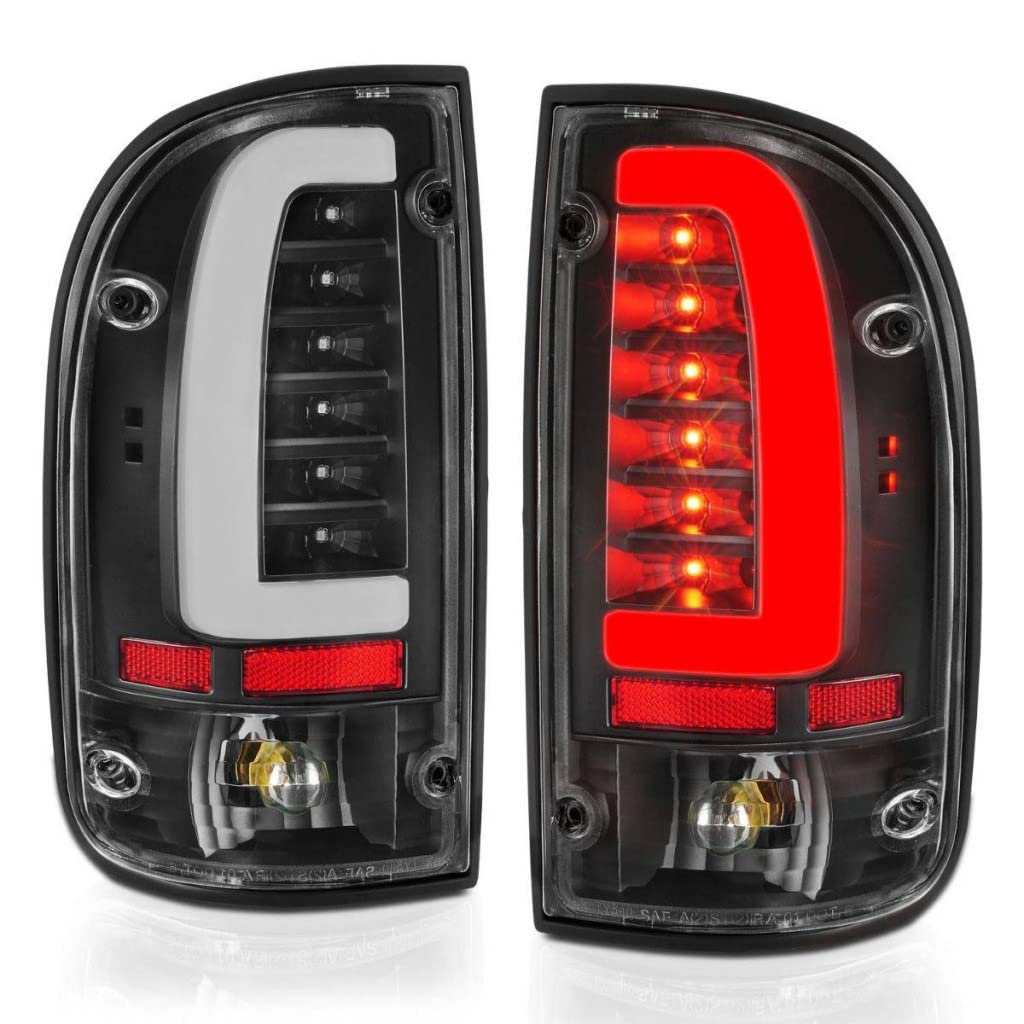 ANZO LED Tail Lights for Toyota Tacoma 1995-2004 - Black Housing with Clear Lens (Pair) | 311353 | Upgrade Your Truck's Style & Visibility for Night Driving & Off-Road Adventures