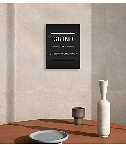 Grind Verb Motivational Canvas Wall Art - Inspirational Entrepreneur Quotes Poster for Office & Home Decor - Ready to Hang 18x24 Inch - Perfect for Bedroom, Classroom & Workspace